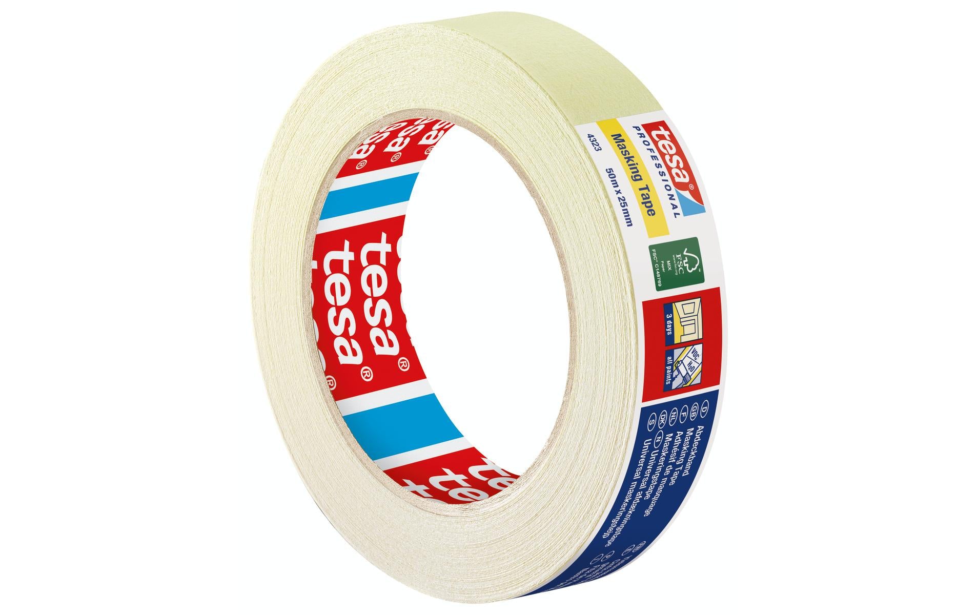 TESA Malerband Basic, beige – 25 mm × 50 m, innen