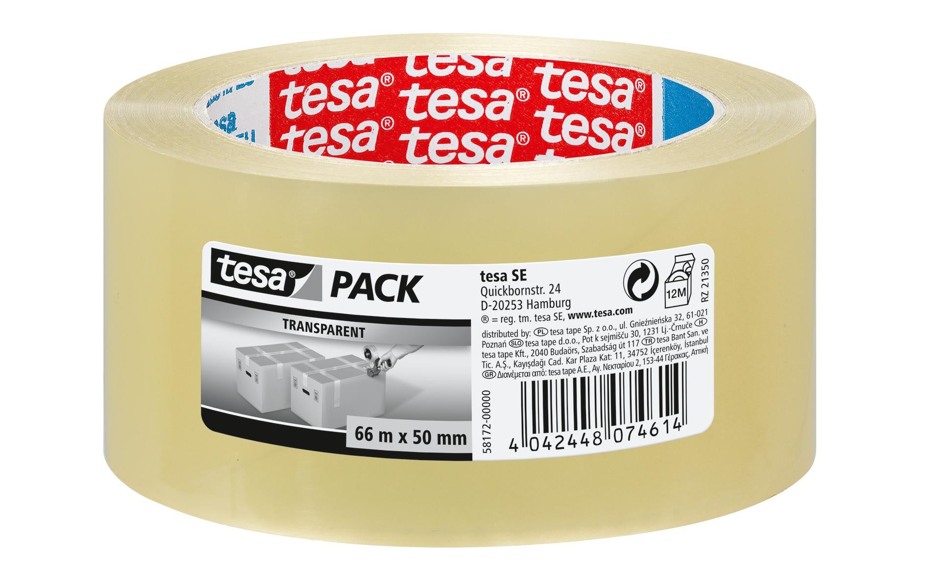 TESA Verpackungsklebeband, transparent, stark – 50 mm × 66 m