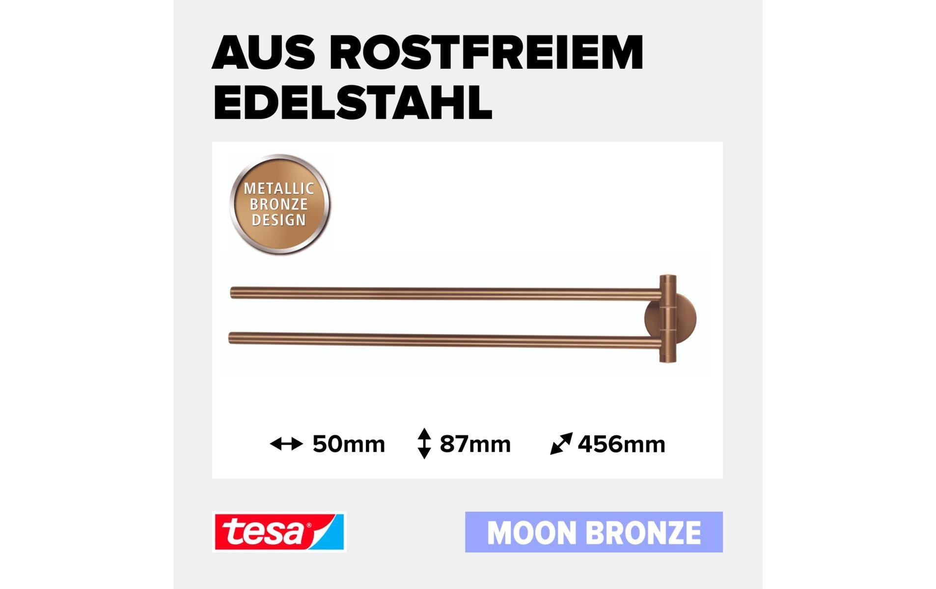 tesa Moon Handtuchhalter – Klebemontage – Braun – Metall