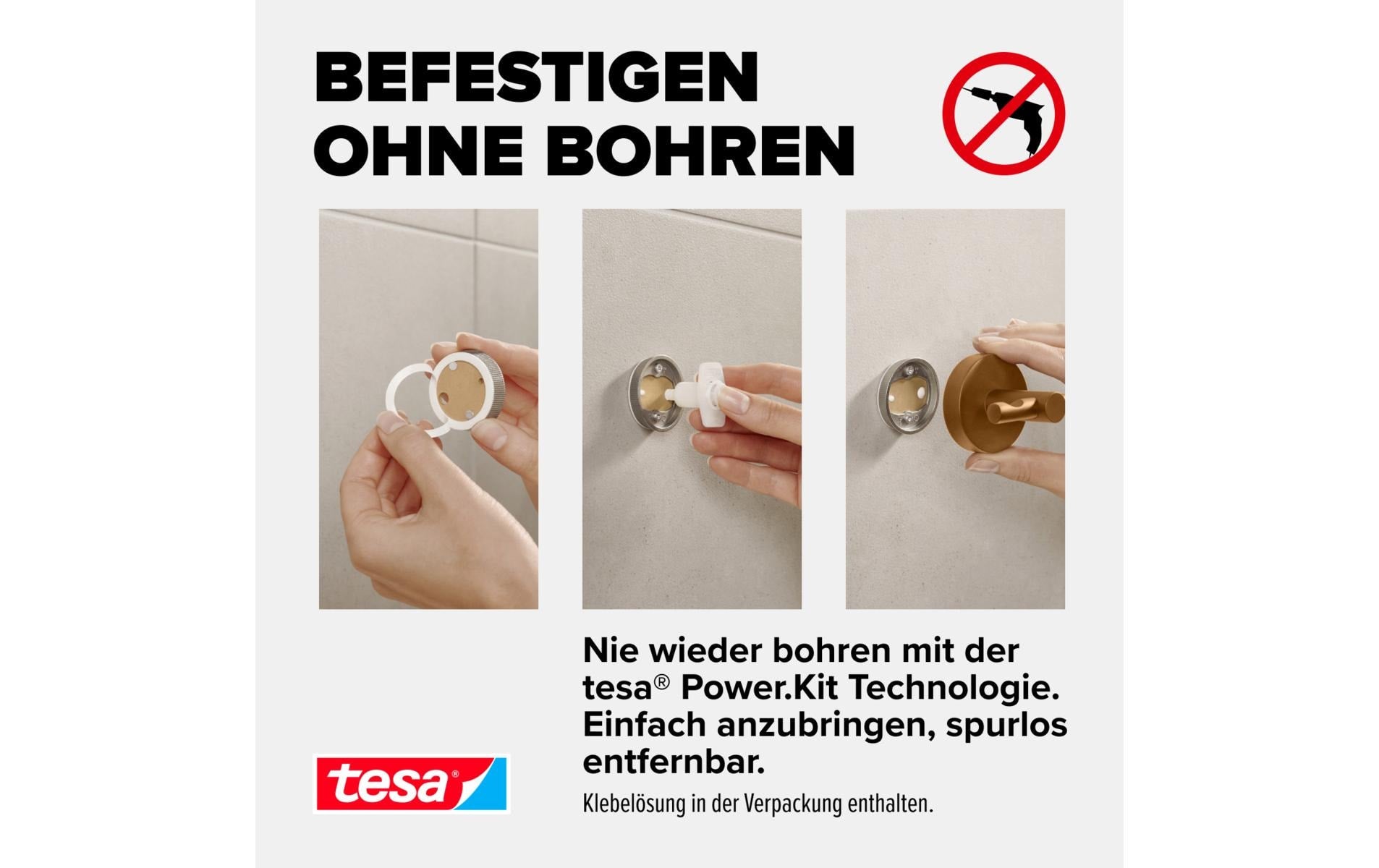tesa Moon Handtuchhalter – Klebemontage – Braun – Metall