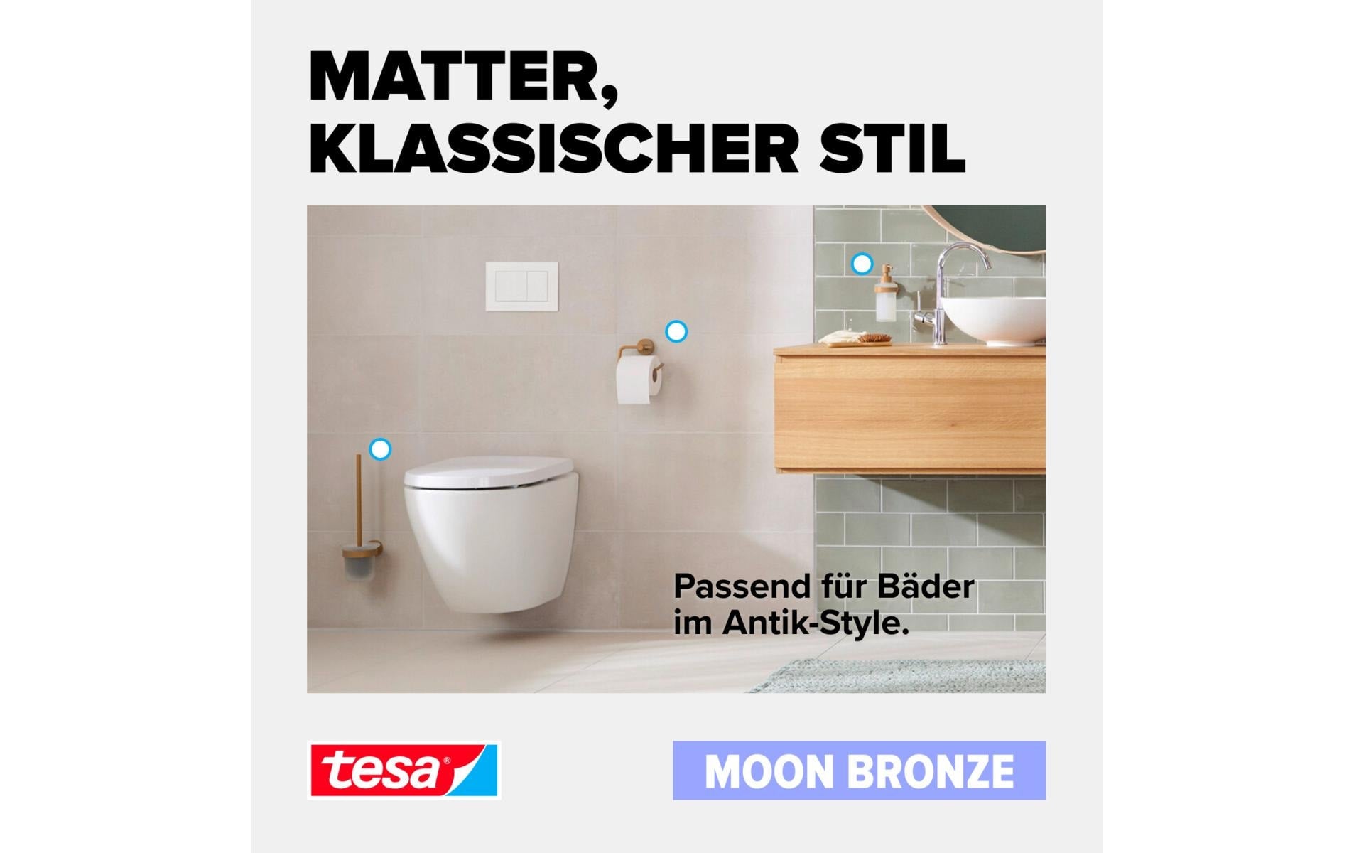 tesa Moon Handtuchhalter – Klebemontage – Braun – Metall