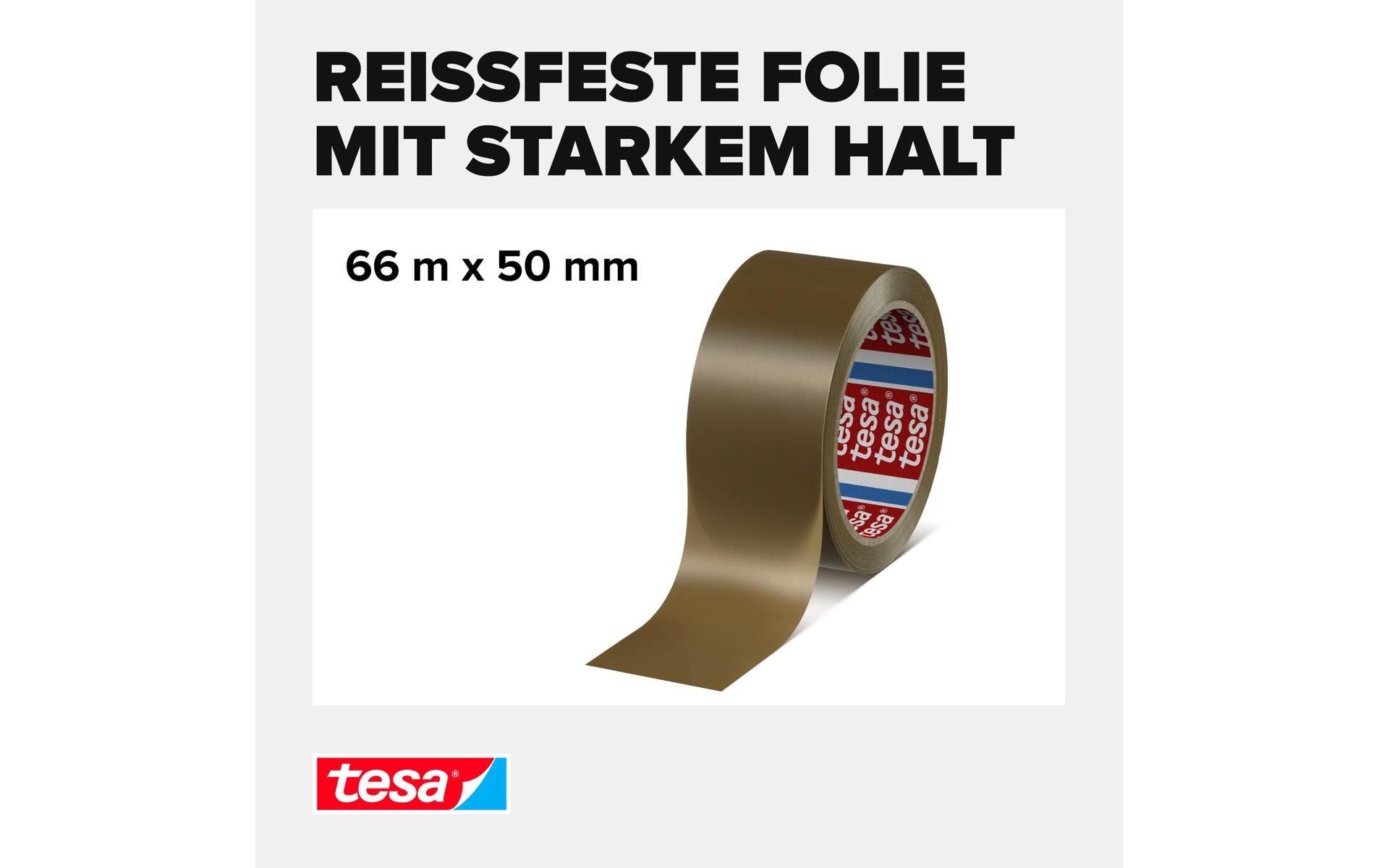 TESA 4120 – Verpackungsklebeband, PVC, Braun, von Hand einreissbar – 50 mm × 66 m – 1 Stück