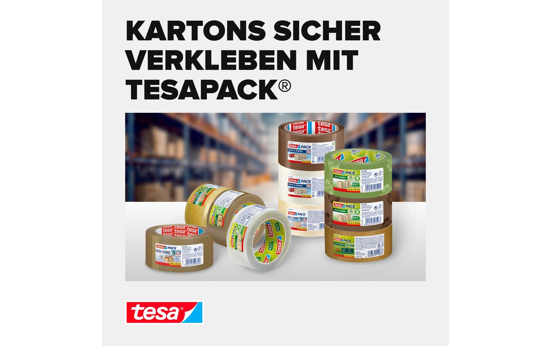 TESA Verpackungsband Ultra Strong – 50 mm × 66 m, braun, 3 Rollen