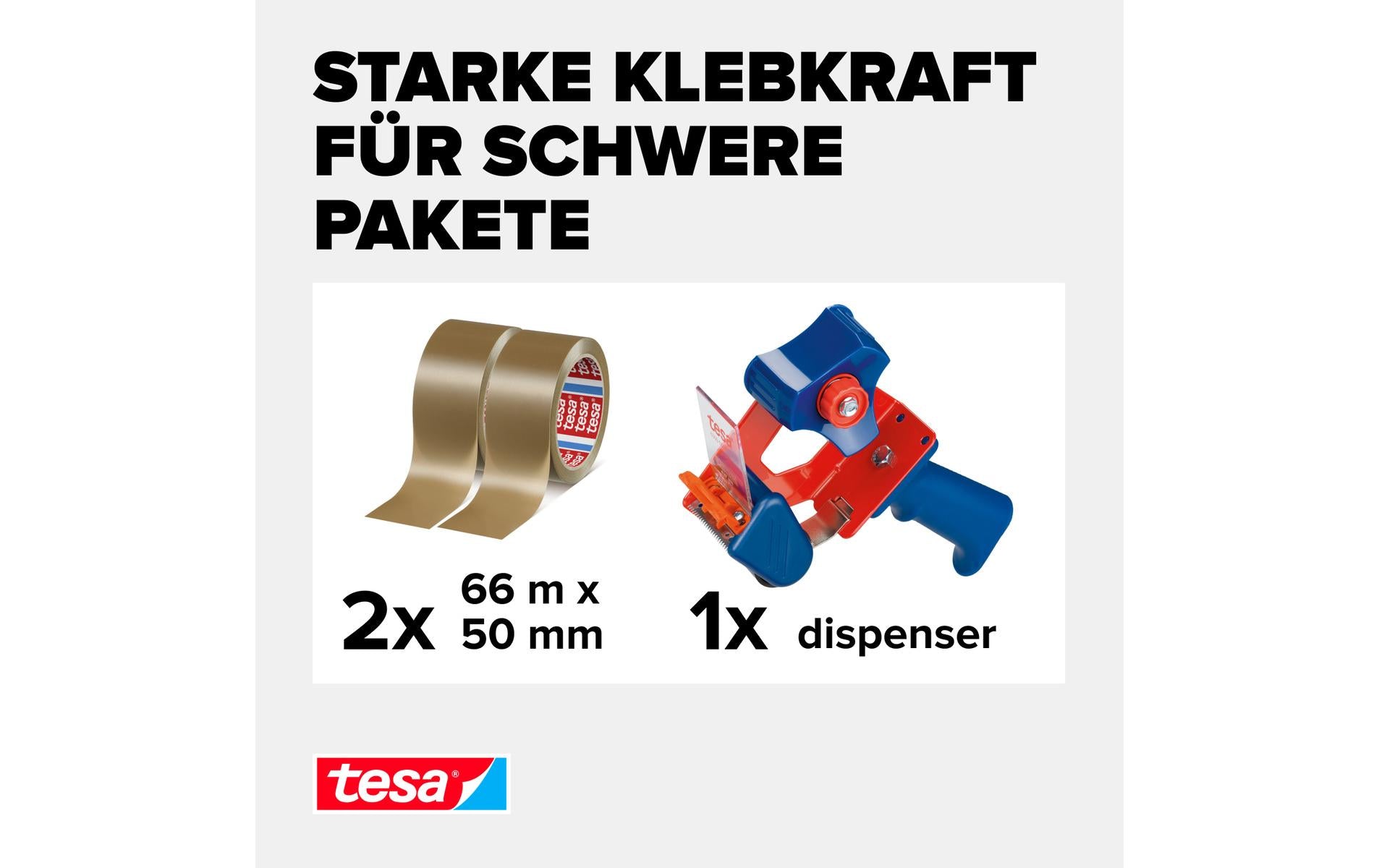 TESA Verpackungsklebeband, Braun, Extra stark – 50 mm × 66 m