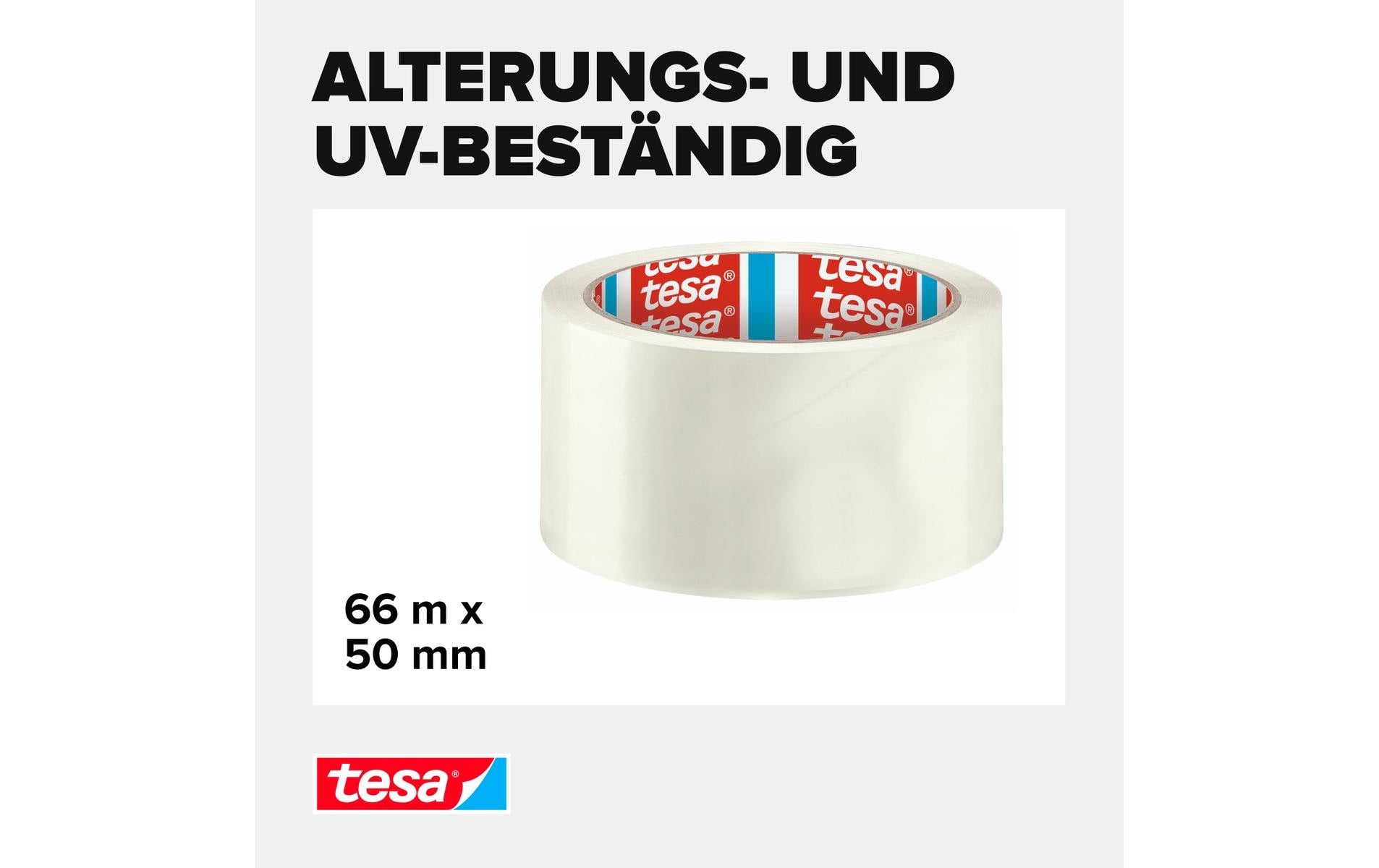 TESA Verpackungsklebeband, PP, transparent, extra stark – 50 mm × 66 m – 1 Stück
