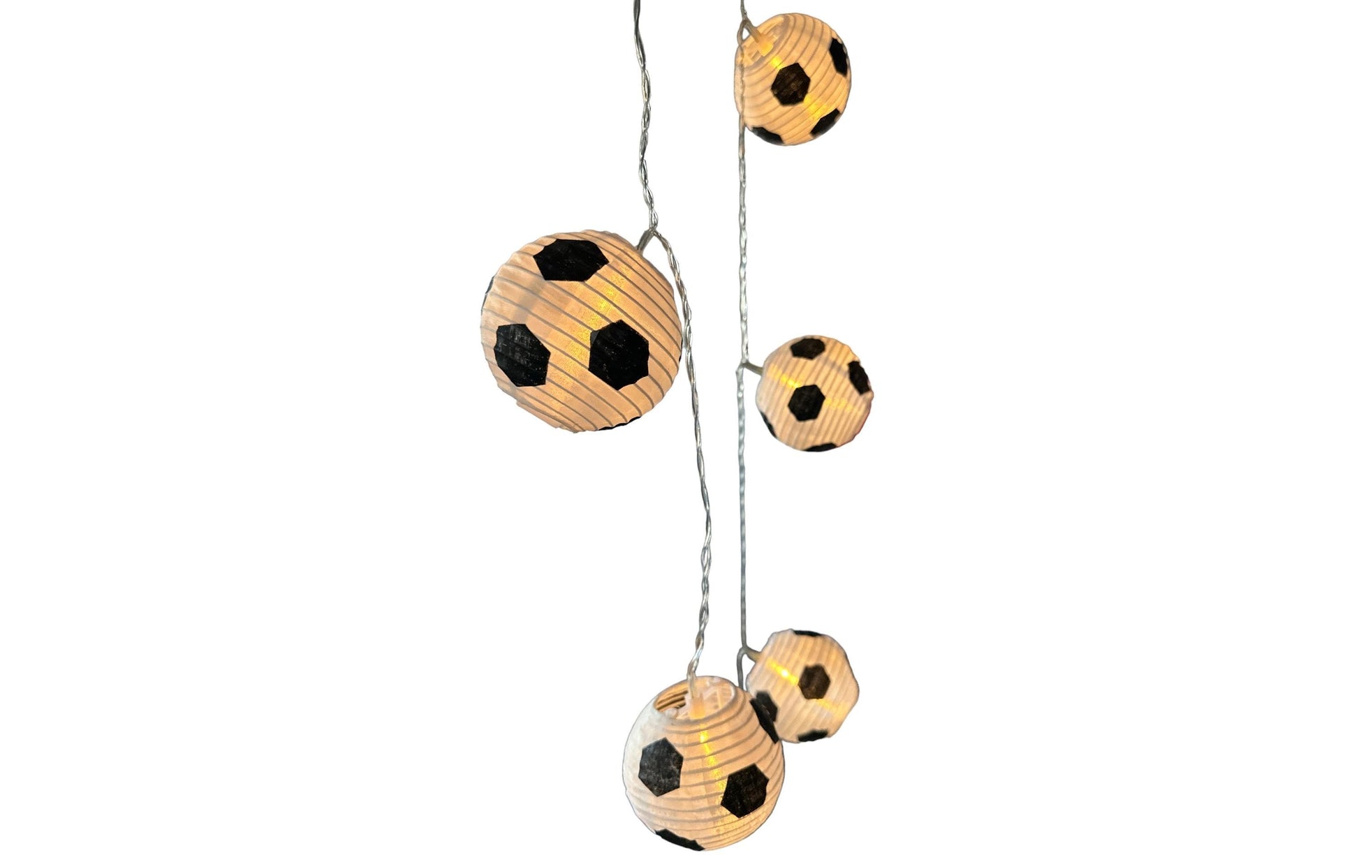 Dameco Lichterkette Fussball 6er-Set – 1,8 m – 10 LEDs, Warmweiss – Netzbetrieb – Weiss