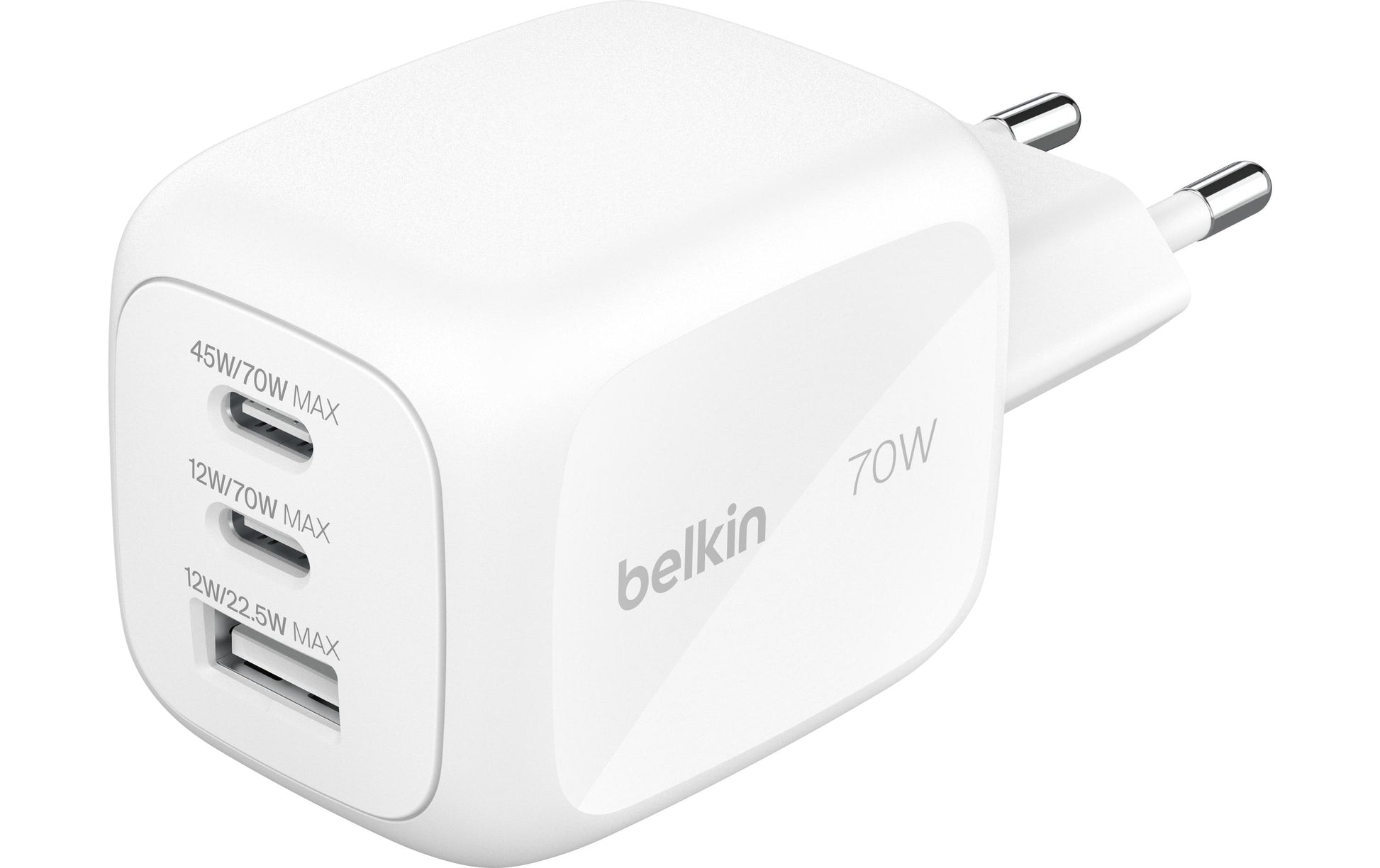 Belkin BOOSTCHARGE Ladegerät (UK, EU, US) – 70 W, 2× USB-C + 1× USB-A