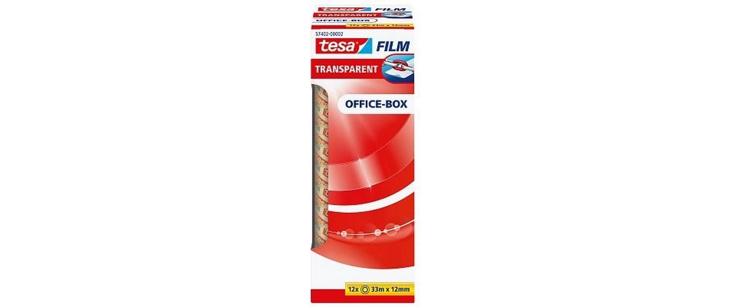 TESA Klarer Klebefilm – 12 mm × 33 m, transparent, PP, 12 Rollen