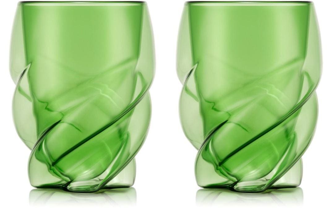 Bodum Pavina Trinkglas – 0,27 l, Borosilikatglas, grün, spülmaschinen- und mikrowellengeeignet, 2 Stück