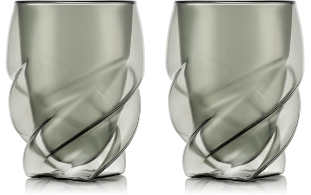 Bodum PAVINA Doppelwandglas – 0,27 l, Borosilikatglas, Grau, spülmaschinengeeignet, 2 Stück