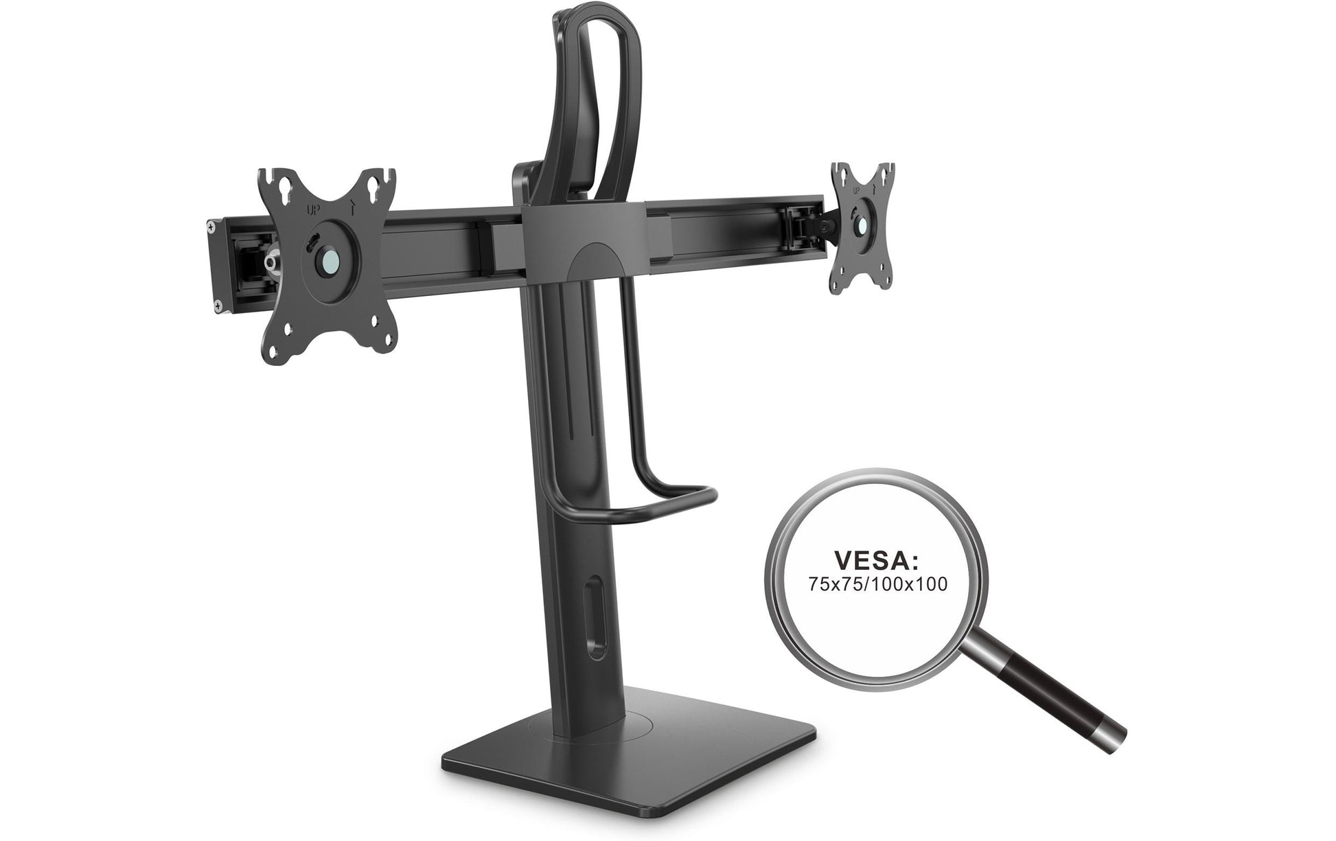 PureMounts – Monitorhalterung, Dual, bis 32", VESA 75 × 75 mm, 25 kg, neigbar, schwarz