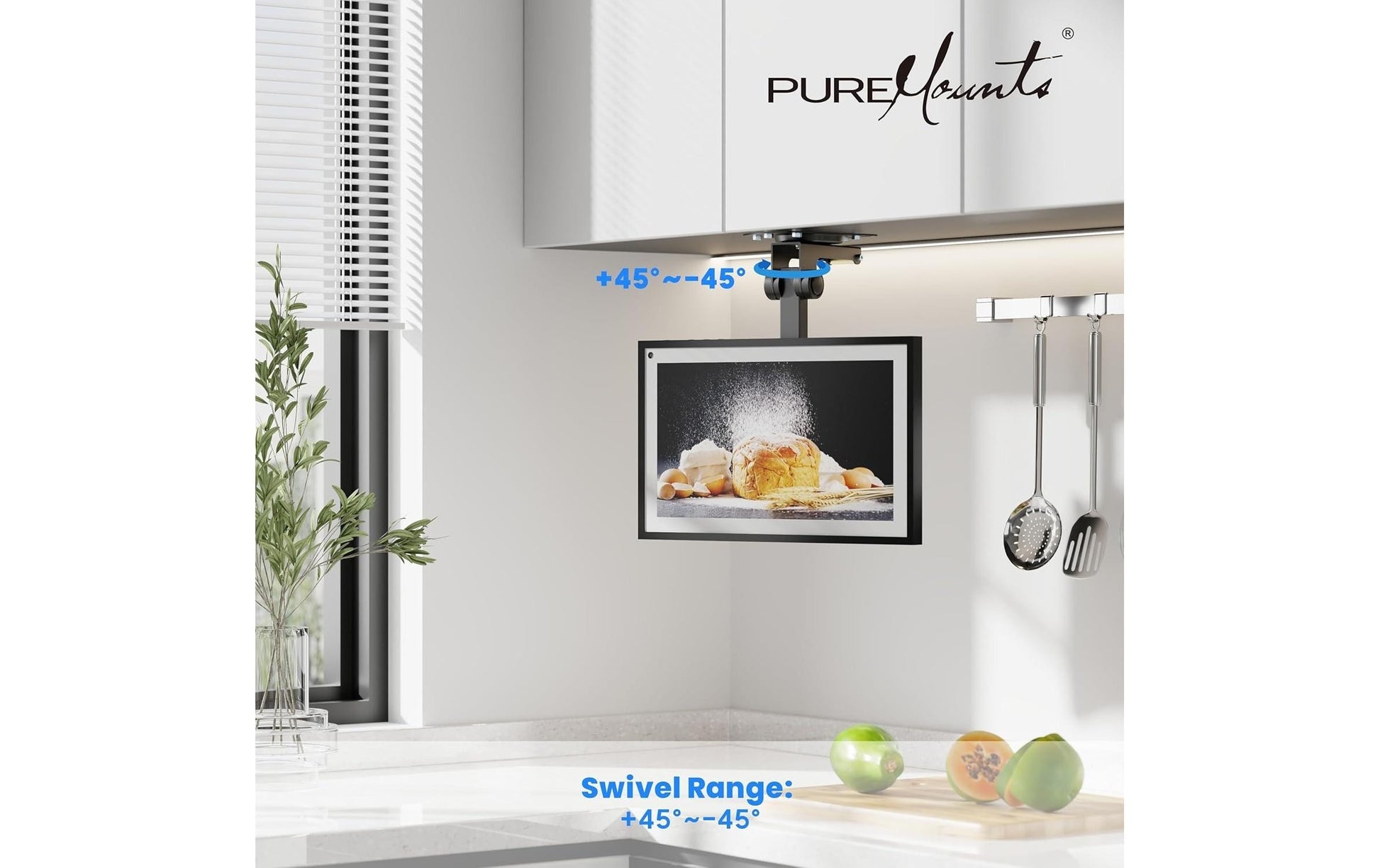 Puremounts Deckenhalterung, drehbar, bis 27", VESA 100×100, bis 20 kg, schwarz