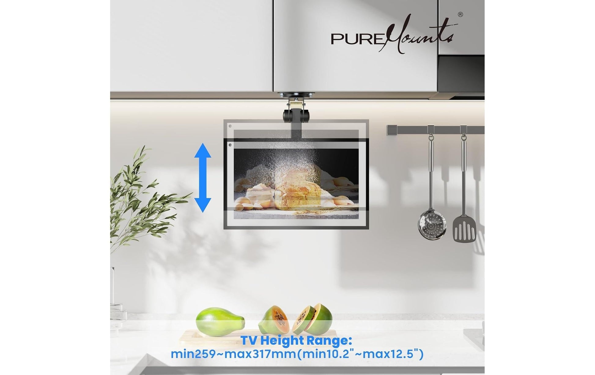 Puremounts Deckenhalterung, drehbar, bis 27", VESA 100×100, bis 20 kg, schwarz