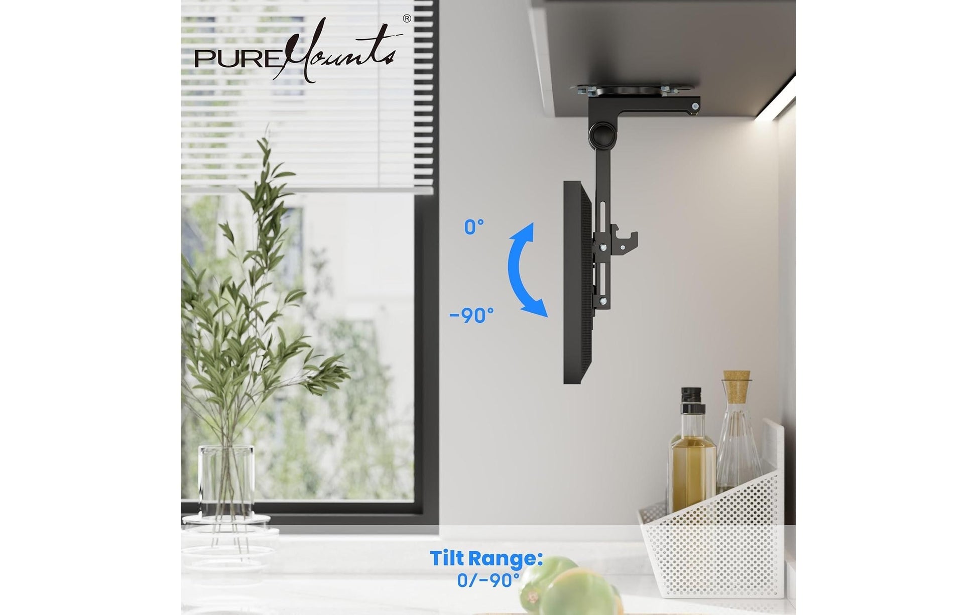Puremounts Deckenhalterung, drehbar, bis 27", VESA 100×100, bis 20 kg, schwarz