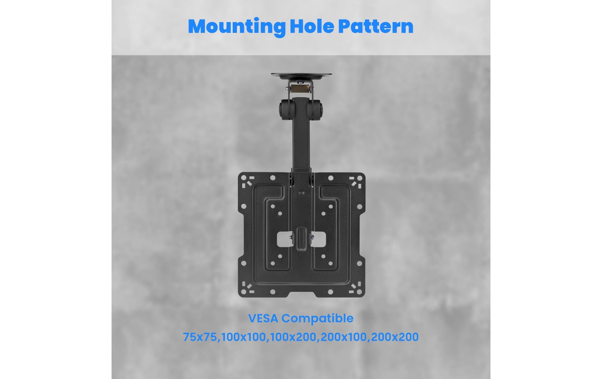 Puremounts Deckenhalterung, neigbar, bis 43", VESA 200×200, bis 20 kg, schwarz