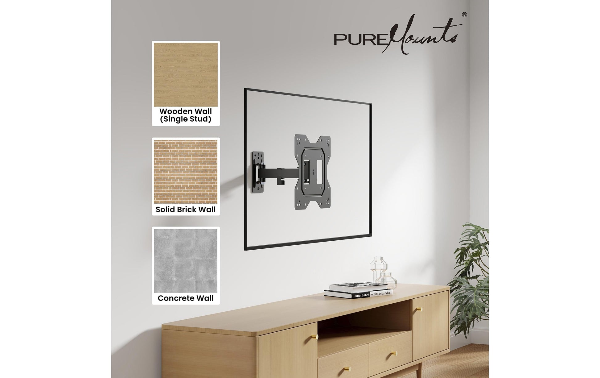PureMounts Wandhalterung – Neigbar – 27" – VESA 200×100 – bis 30 kg – Schwarz