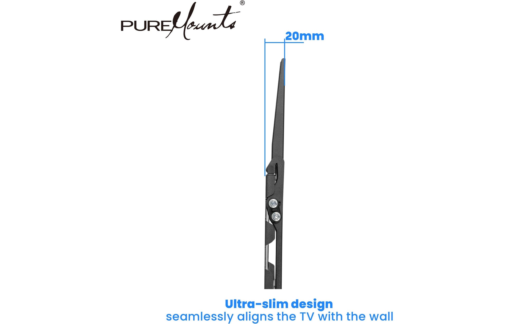 PureMounts Wandhalterung – Neigbar – 46" – VESA 400×400 – bis 45 kg – Schwarz