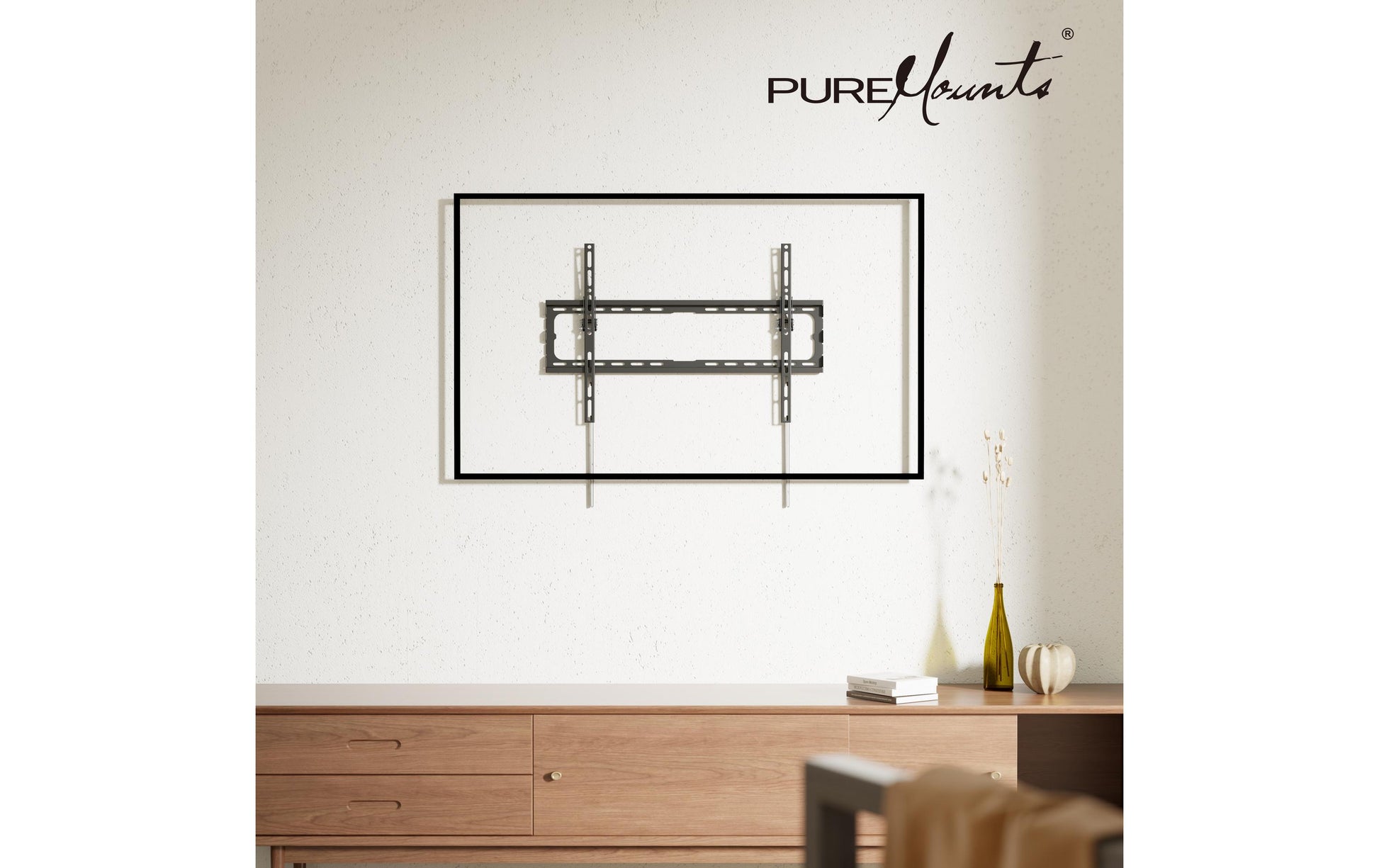 PureMounts Wandhalterung – Neigbar – 46" – VESA 400×400 – bis 45 kg – Schwarz
