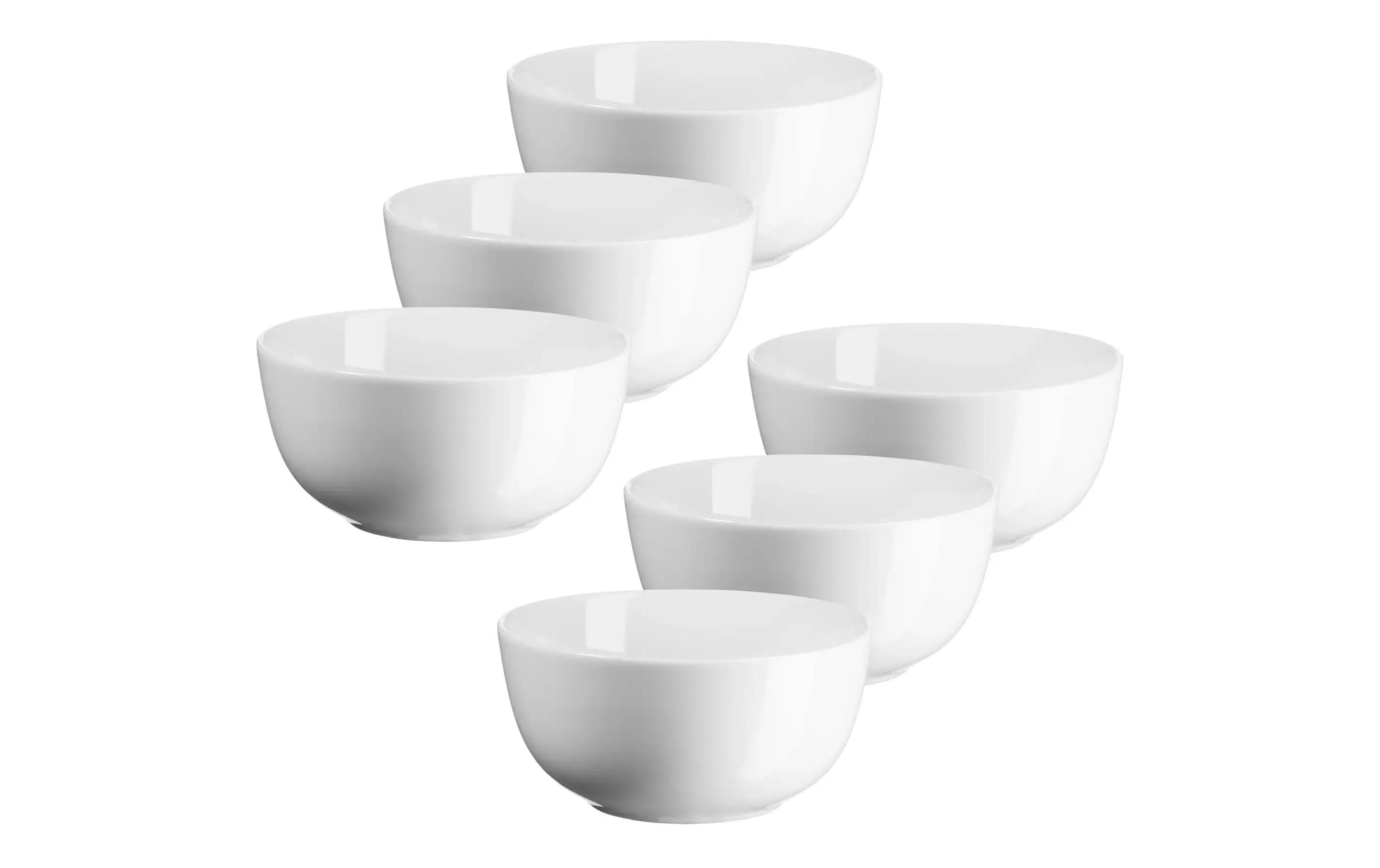 Mäser Müeslischüssel Barca – 6er Set, Ø 14 cm, Porzellan, Weiss, spülmaschinenfest, mikrowellengeeignet