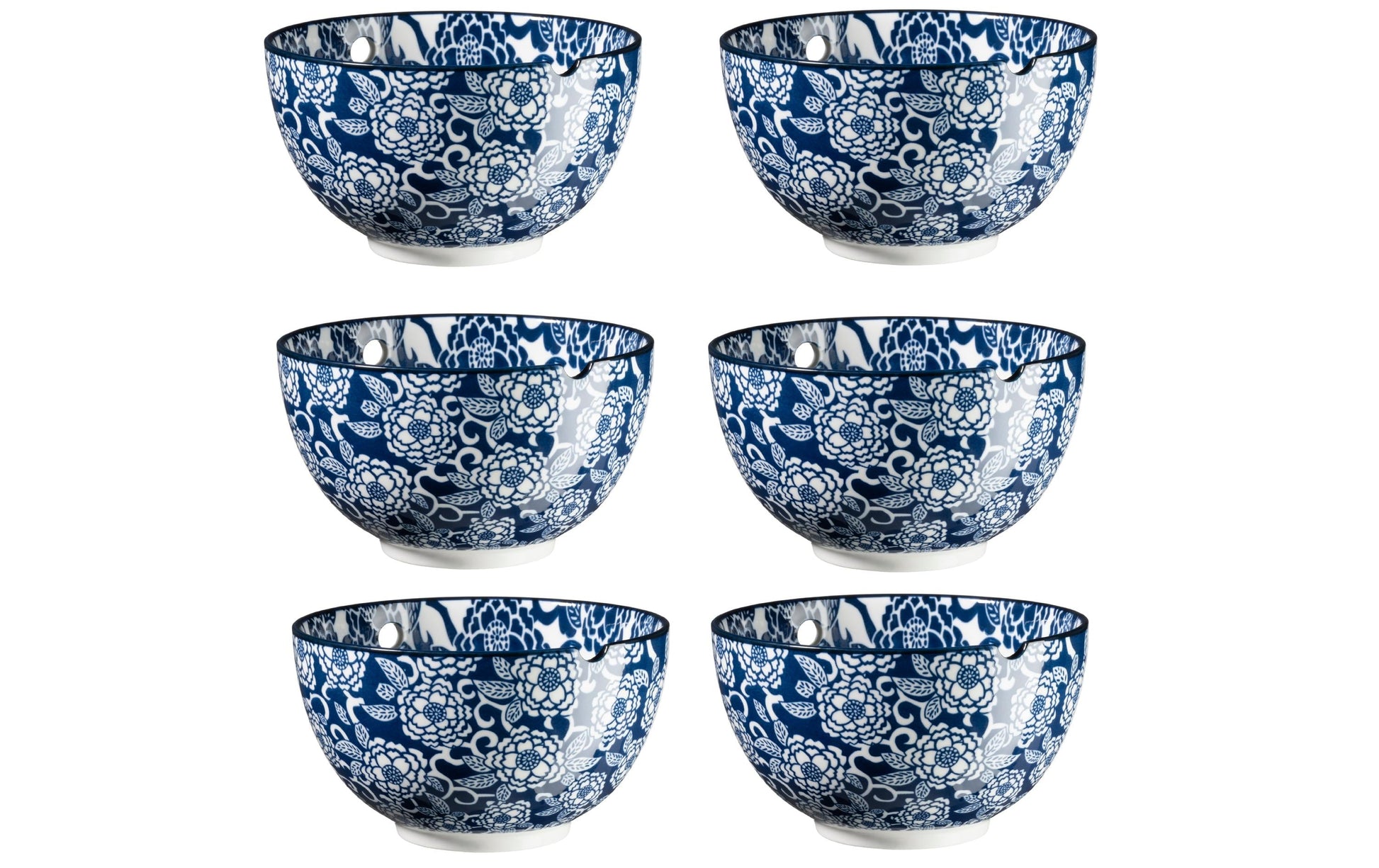 Mäser Schüssel Culinary Delight – 6er Set, Ø 15,0 cm, Porzellan, Weiss/Blau, spülmaschinenfest