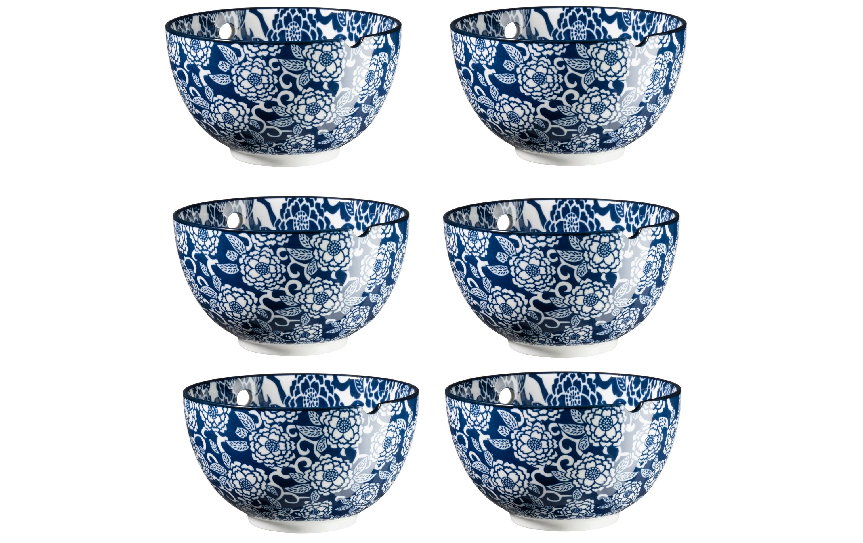 Mäser Schüssel Culinary Delight – 6er Set, Ø 15,0 cm, Porzellan, Weiss/Blau, spülmaschinenfest