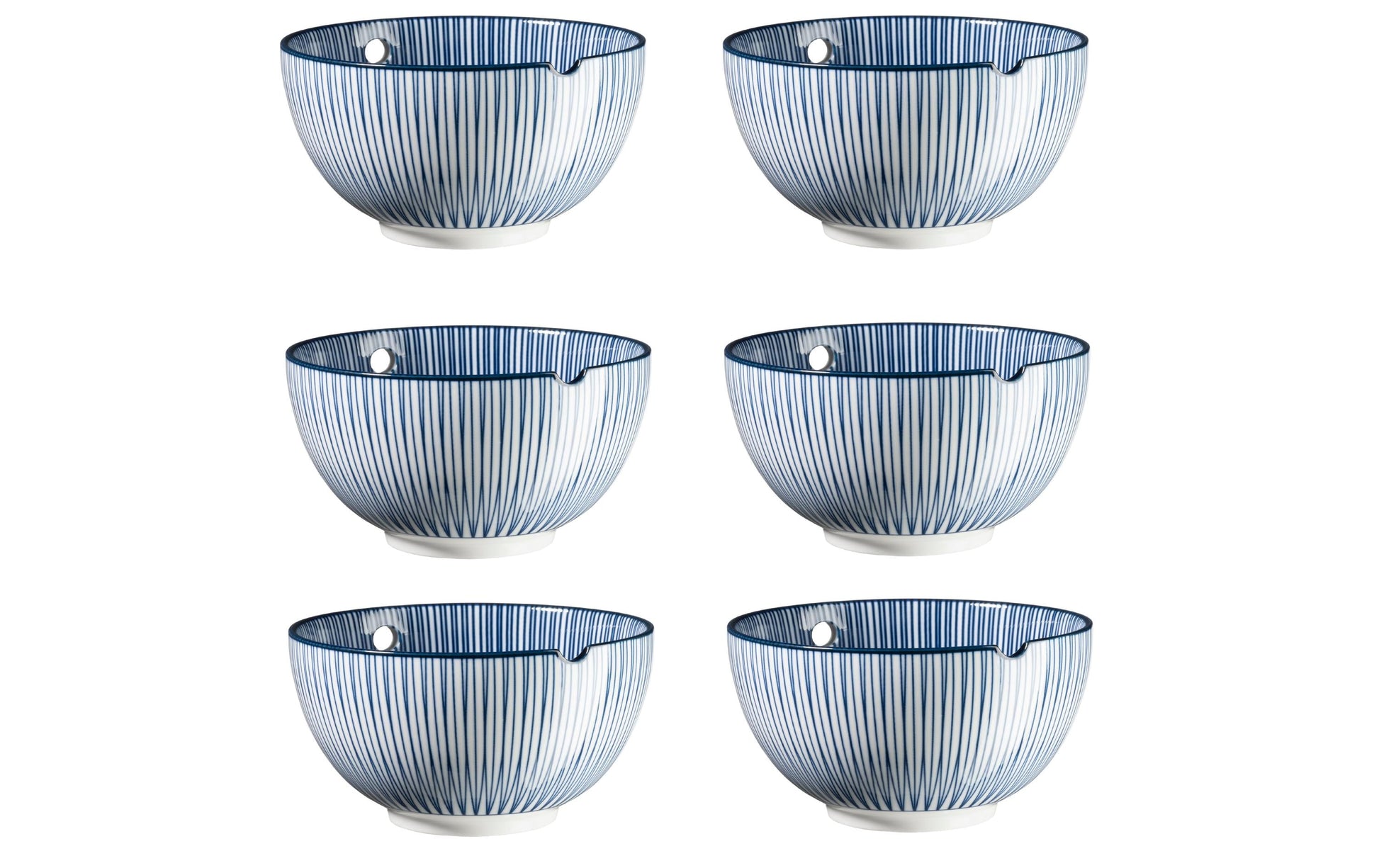 Mäser Schale – 6er Set, Ø 15 cm, Porzellan, Weiss/Blau, spülmaschinenfest, mikrowellengeeignet