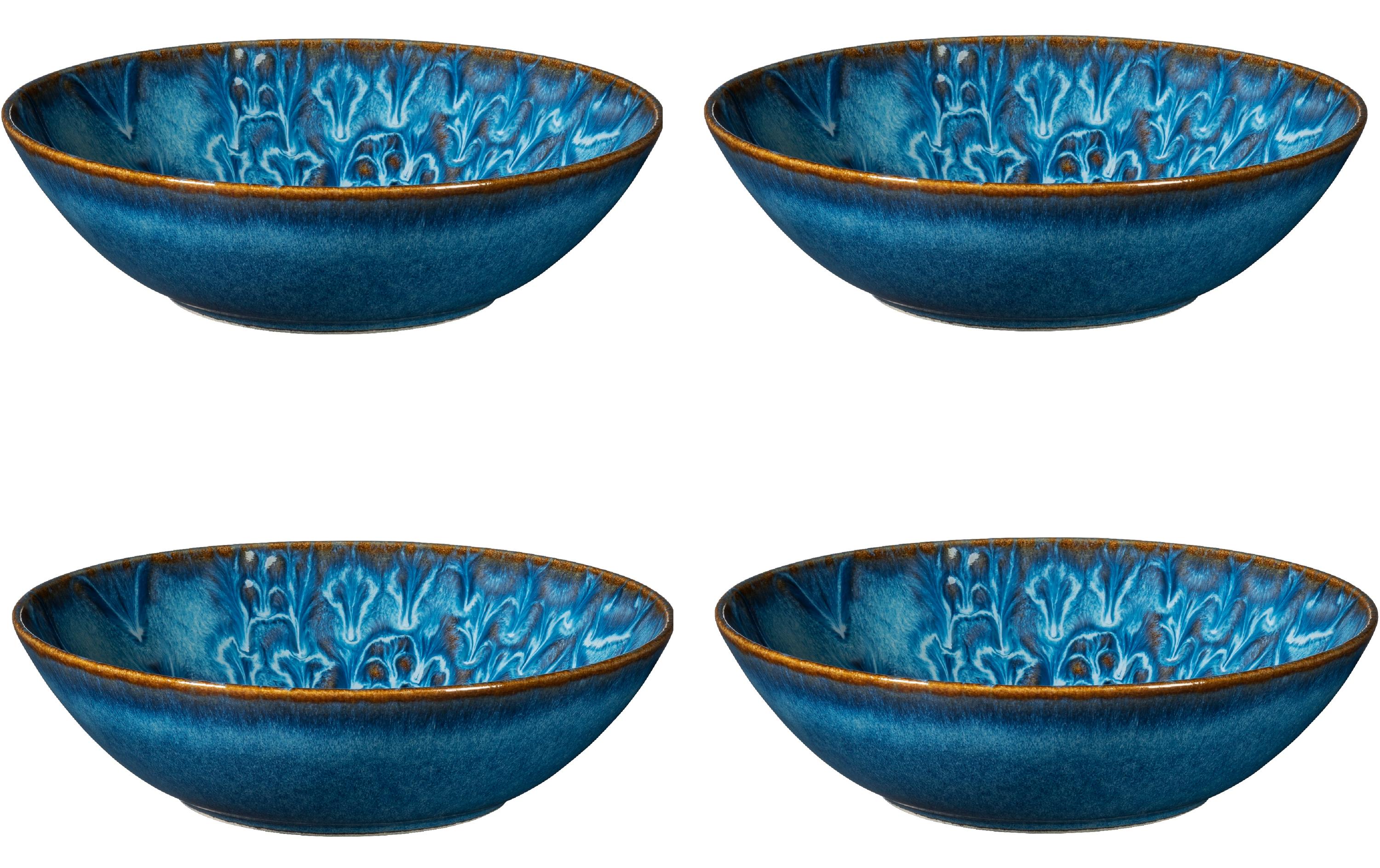 Mäser Schüssel Tiles – 4er Set, Ø 17,0 cm, Steinzeug, Blau, spülmaschinenfest, mikrowellengeeignet