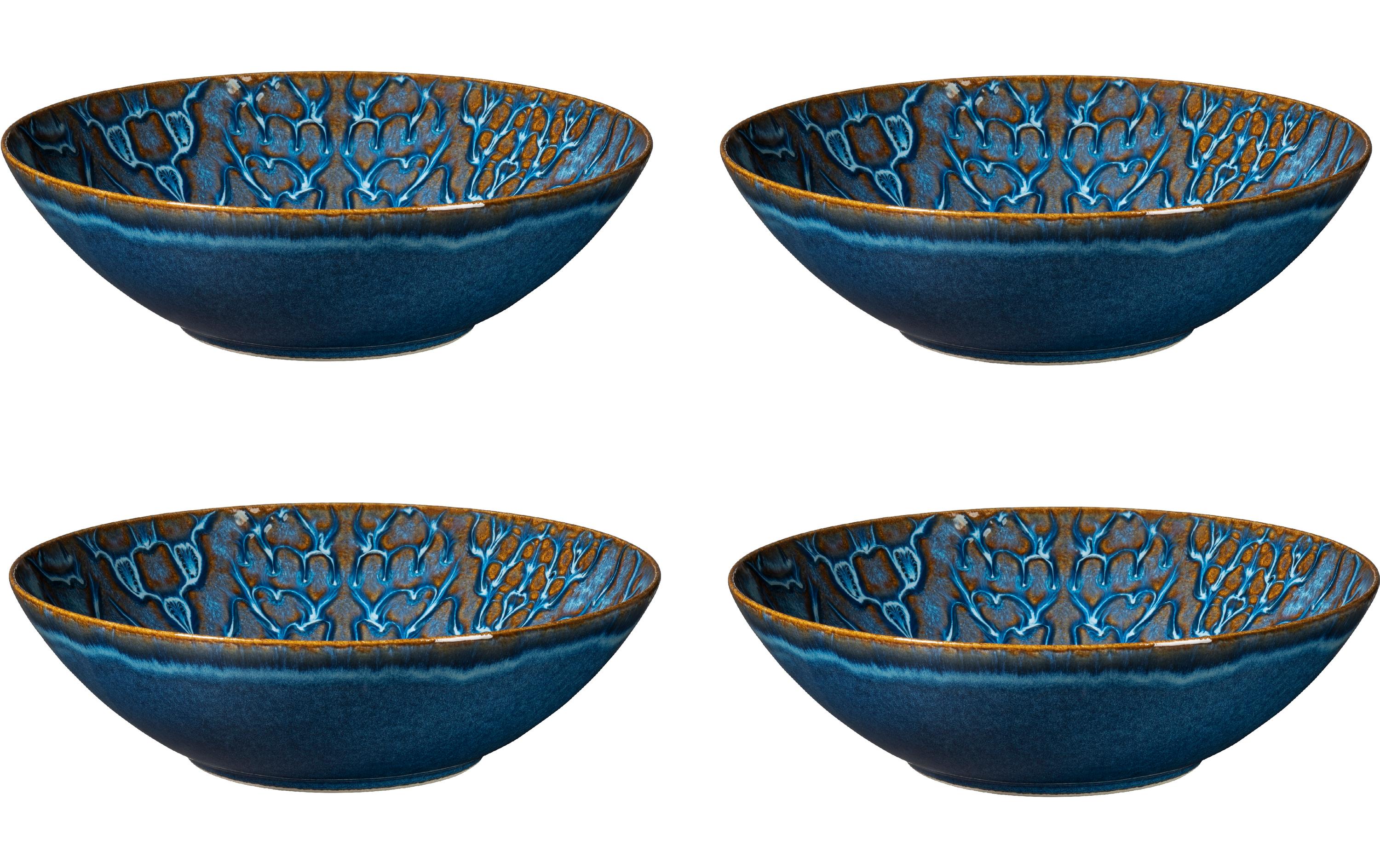 Mäser Schüssel Tiles – 4er Set, Ø 24 cm, Keramik/Steinzeug, Blau, spülmaschinenfest, mikrowellengeeignet