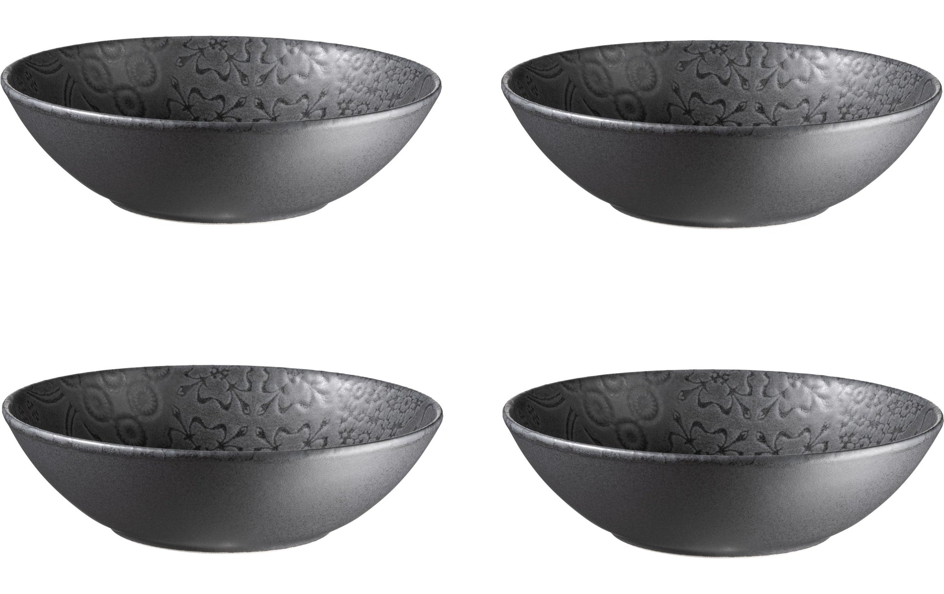 Mäser Schüsseln Tiles – 4er Set, Ø 17,0 cm, Keramik/Steingut, Schwarz, mikrowellengeeignet, spülmaschinengeeignet