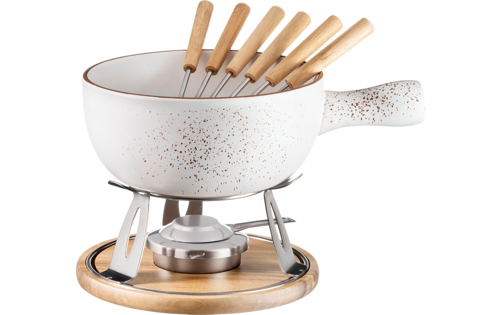 Mäser Fondue-Set – Keramik, Ø 22 cm, 6 Personen, Pastenbrenner – Braun