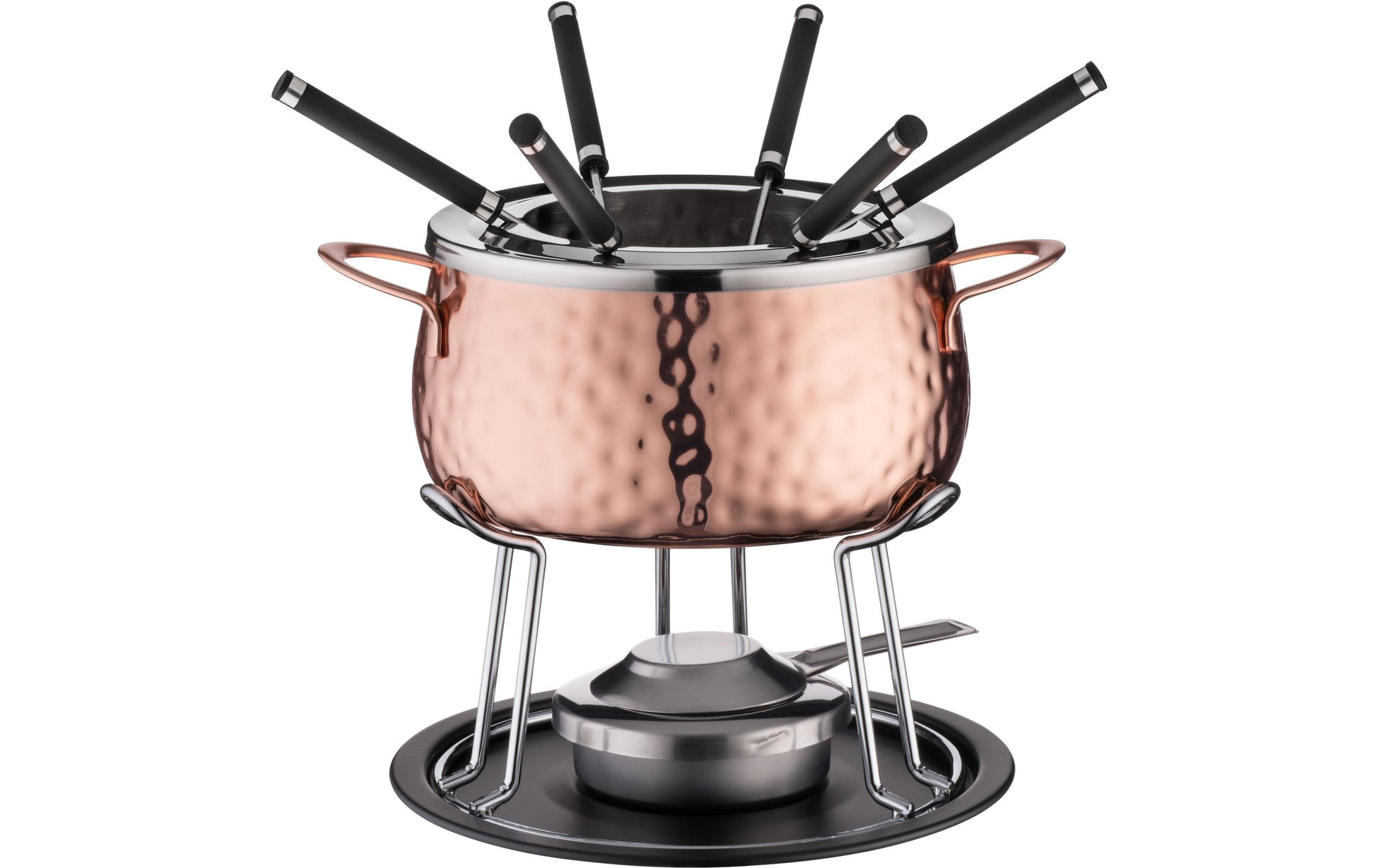 Mäser Fondue-Set – Edelstahl, 2 l, 6 Personen, Pastenbrenner – Silber/Schwarz