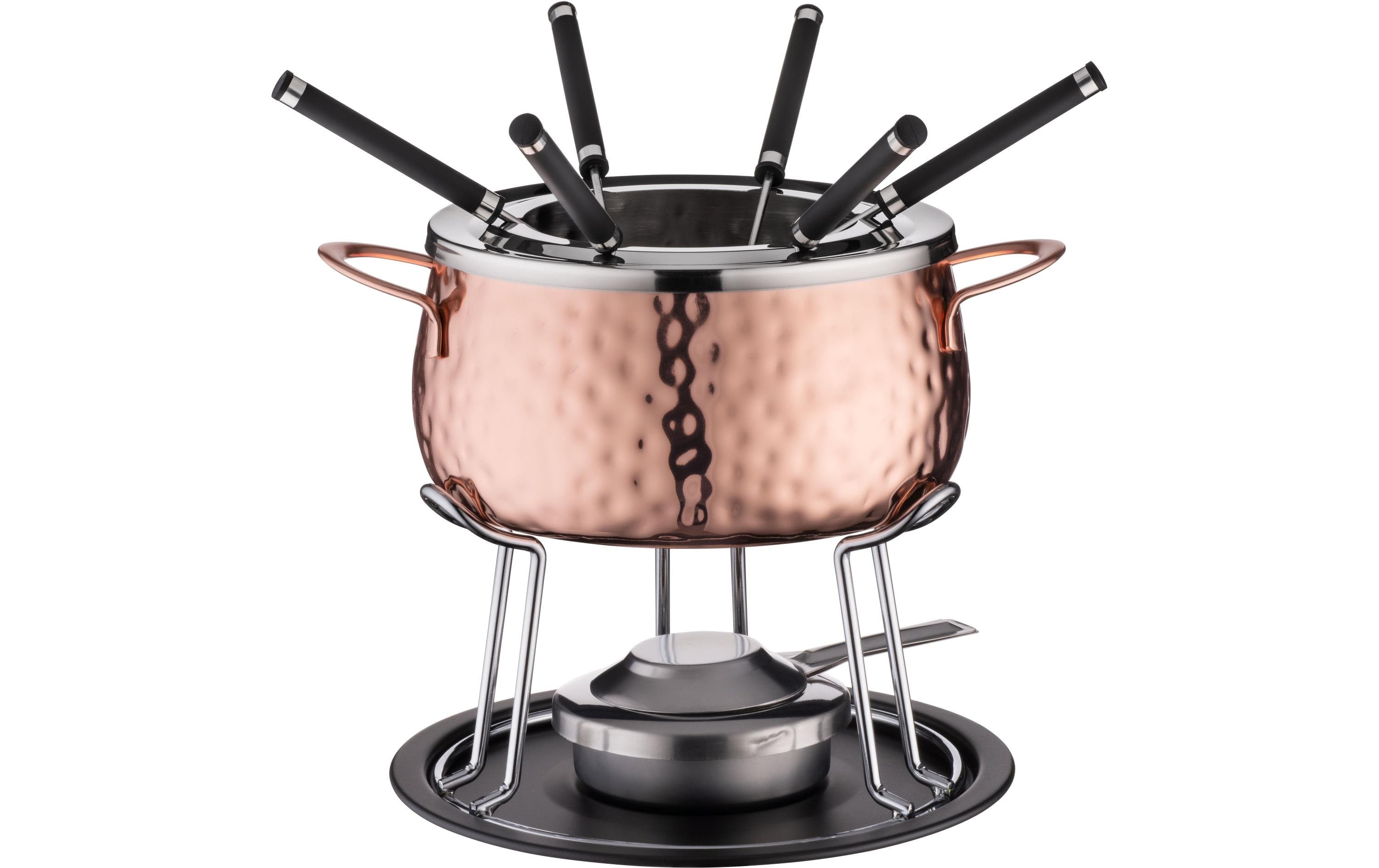 Mäser Fondue-Set – Edelstahl, 2 l, 6 Personen, Pastenbrenner – Silber/Schwarz
