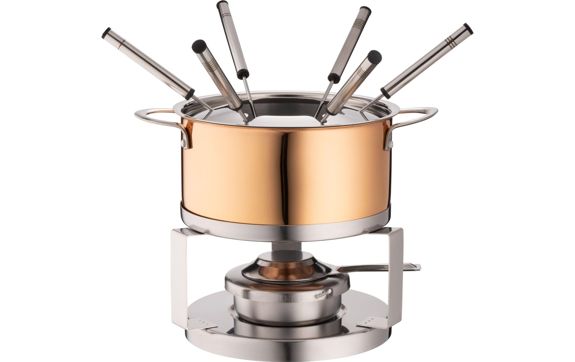 Mäser Fondue-Set – Kupfer, 1,7 l, 6 Personen, Pastenbrenner – Kupfer/Silber