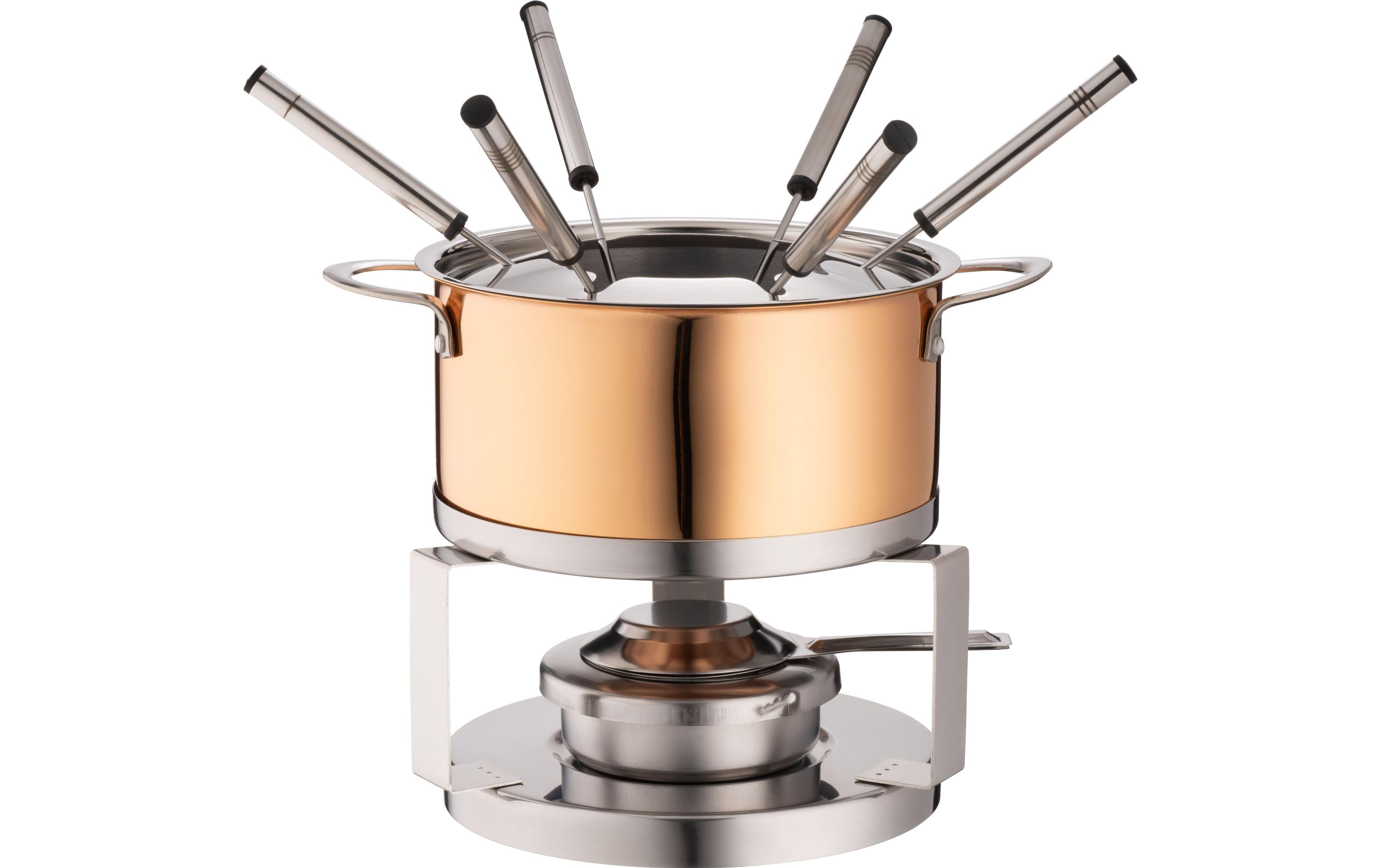 Mäser Fondue-Set – Kupfer, 1,7 l, 6 Personen, Pastenbrenner – Kupfer/Silber