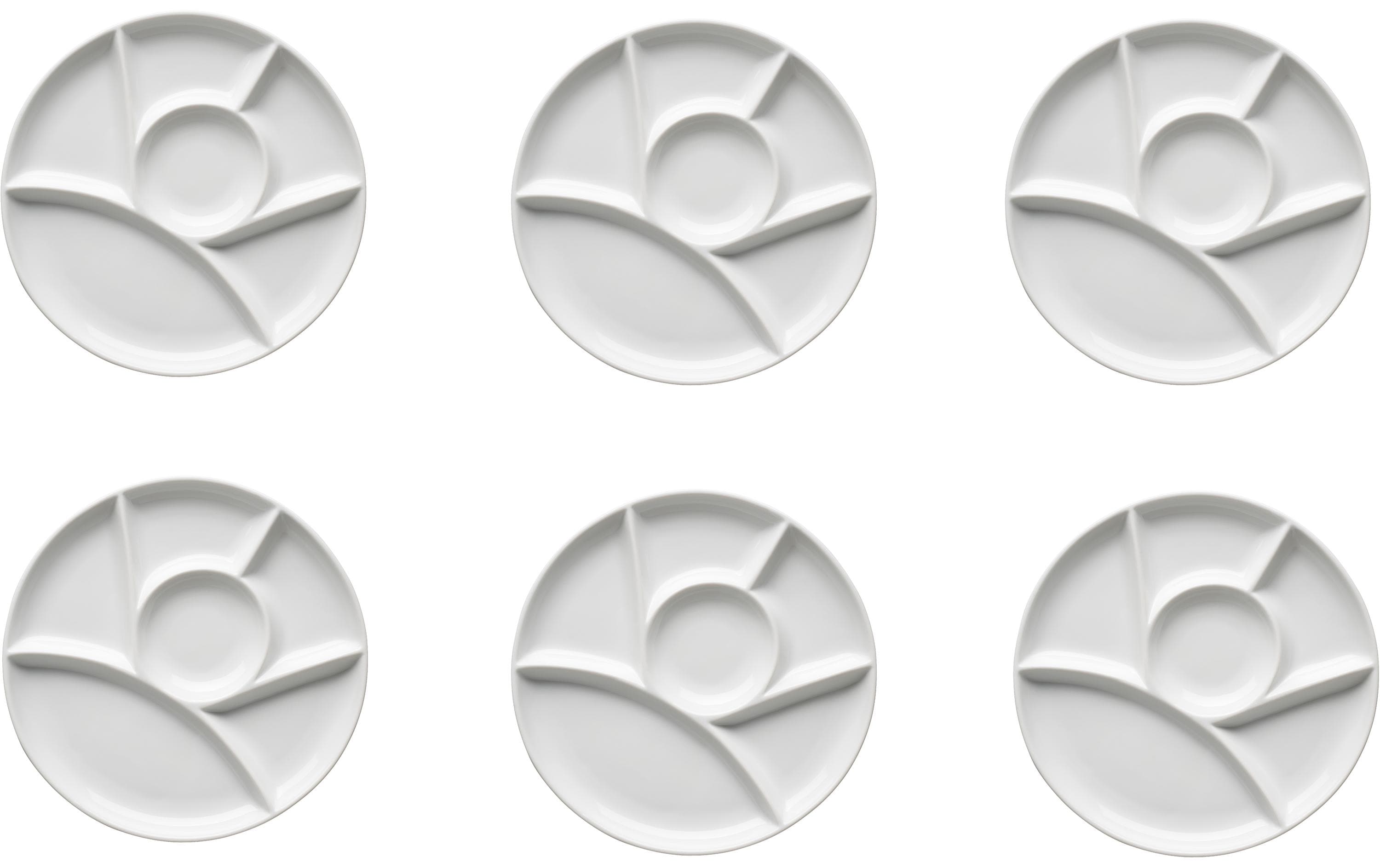 Mäser Fondueteller – 6er Set, Ø 22,0 cm, Keramik, Weiss