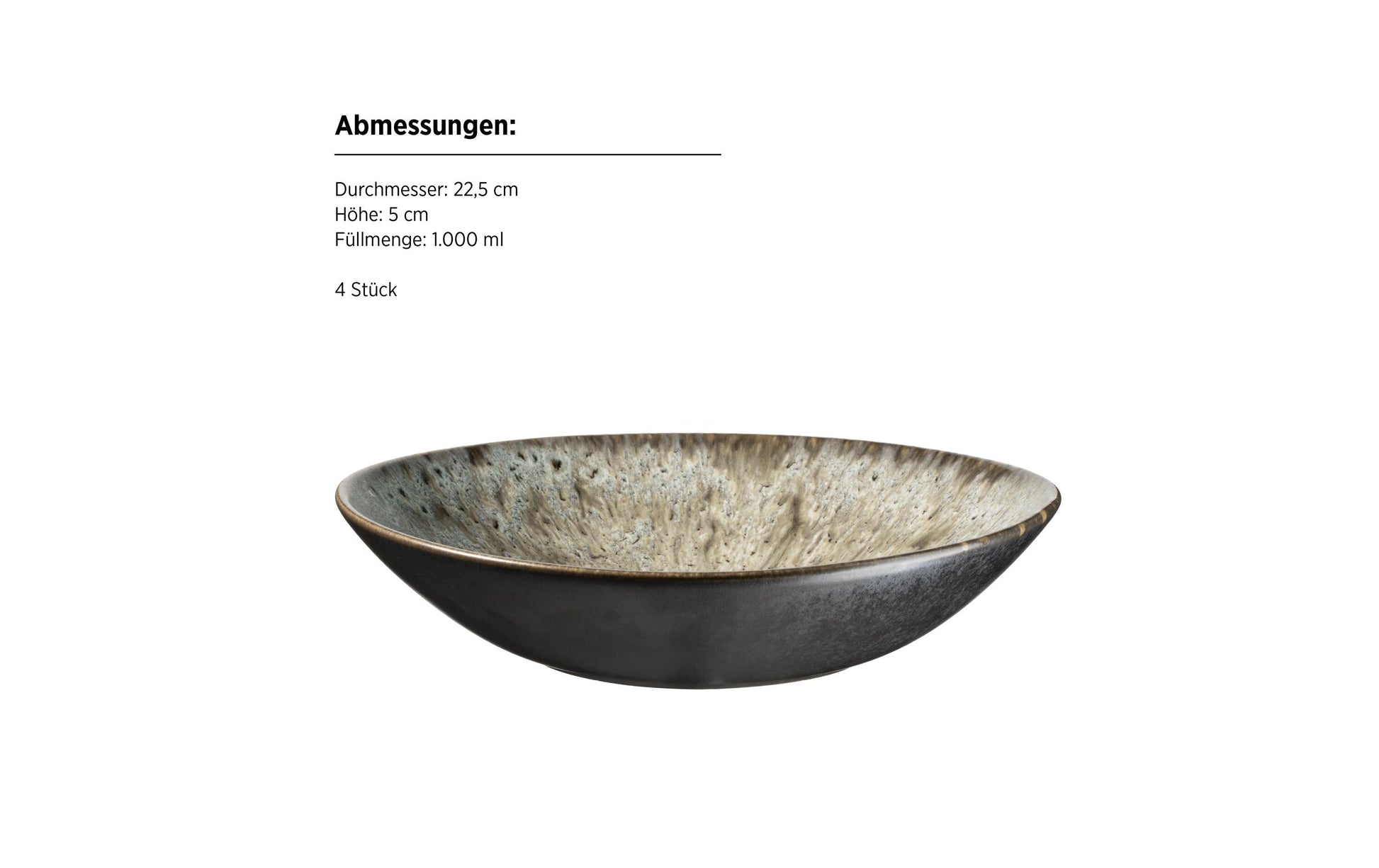 Mäser Carellia Speise-Service – 8-teilig, Ø 22,5 cm, H 5,0 cm, Keramik, spülmaschinenfest