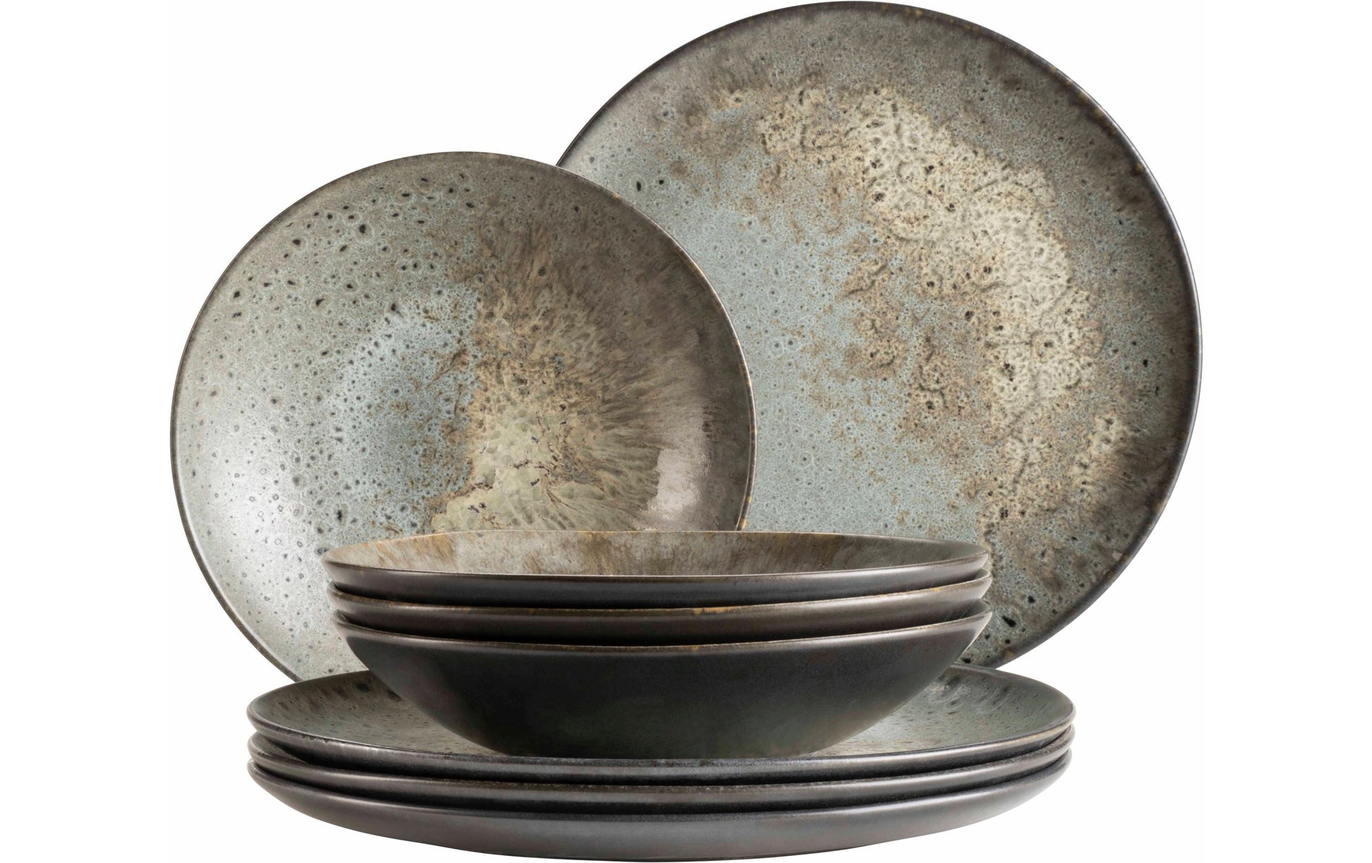 Mäser Carellia Speise-Service – 8-teilig, Ø 22,5 cm, H 5,0 cm, Keramik, spülmaschinenfest