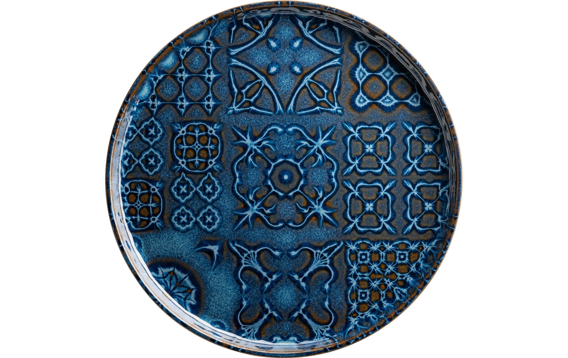 Mäser Speiseteller Tiles UNO flach – 4er Set, Ø 28 cm, Keramik, Blau, spülmaschinenfest, mikrowellengeeignet