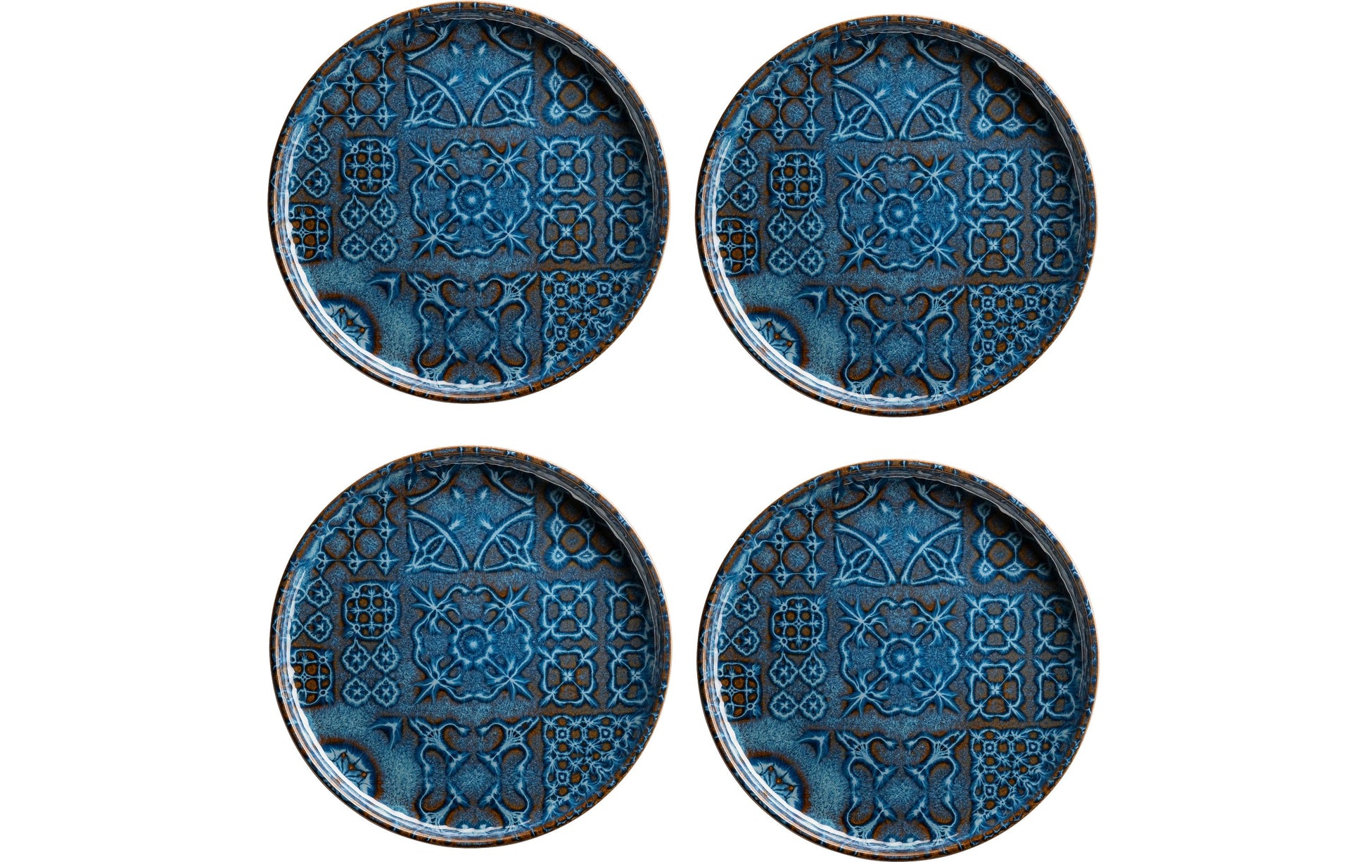 Mäser Dessertteller Tiles UNO – 4er Set, Ø 22 cm, Steinzeug, Blau, spülmaschinenfest, mikrowellengeeignet