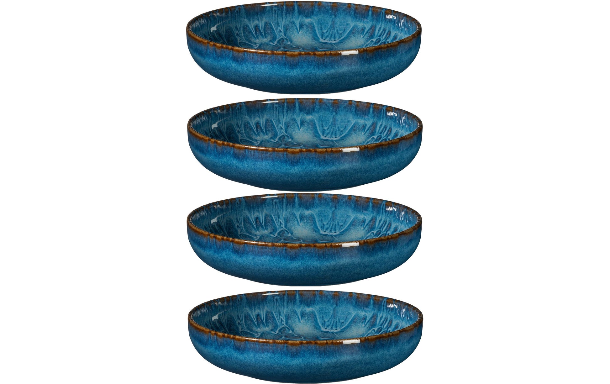 Mäser Speiseteller Tiles UNO tief – 4er Set, Ø 22 cm, Keramik, Blau, spülmaschinenfest, mikrowellengeeignet