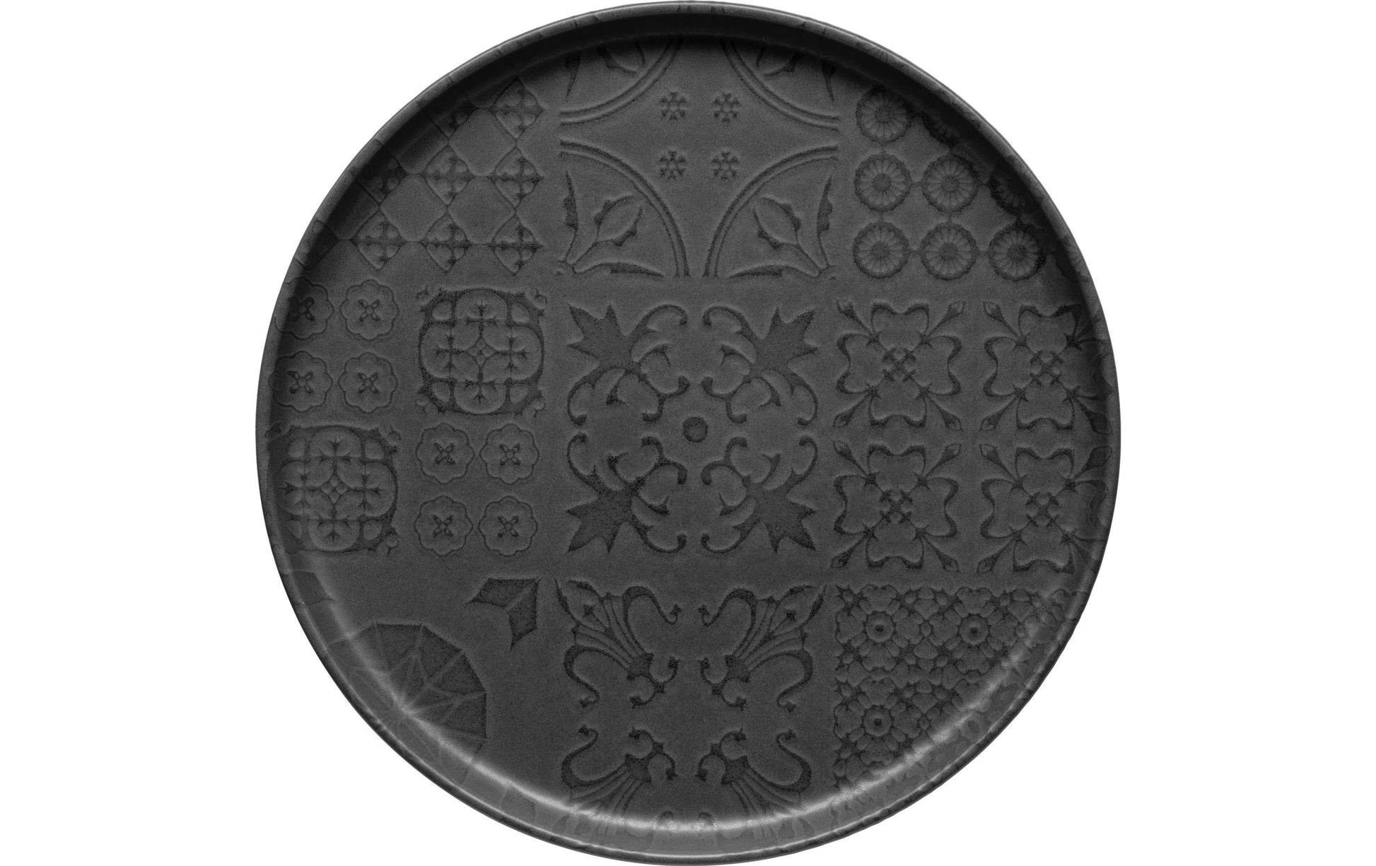 Mäser Speiseteller Tiles UNO – 4er Set, Ø 28 cm, Steinzeug, Schwarz, spülmaschinenfest, mikrowellengeeignet