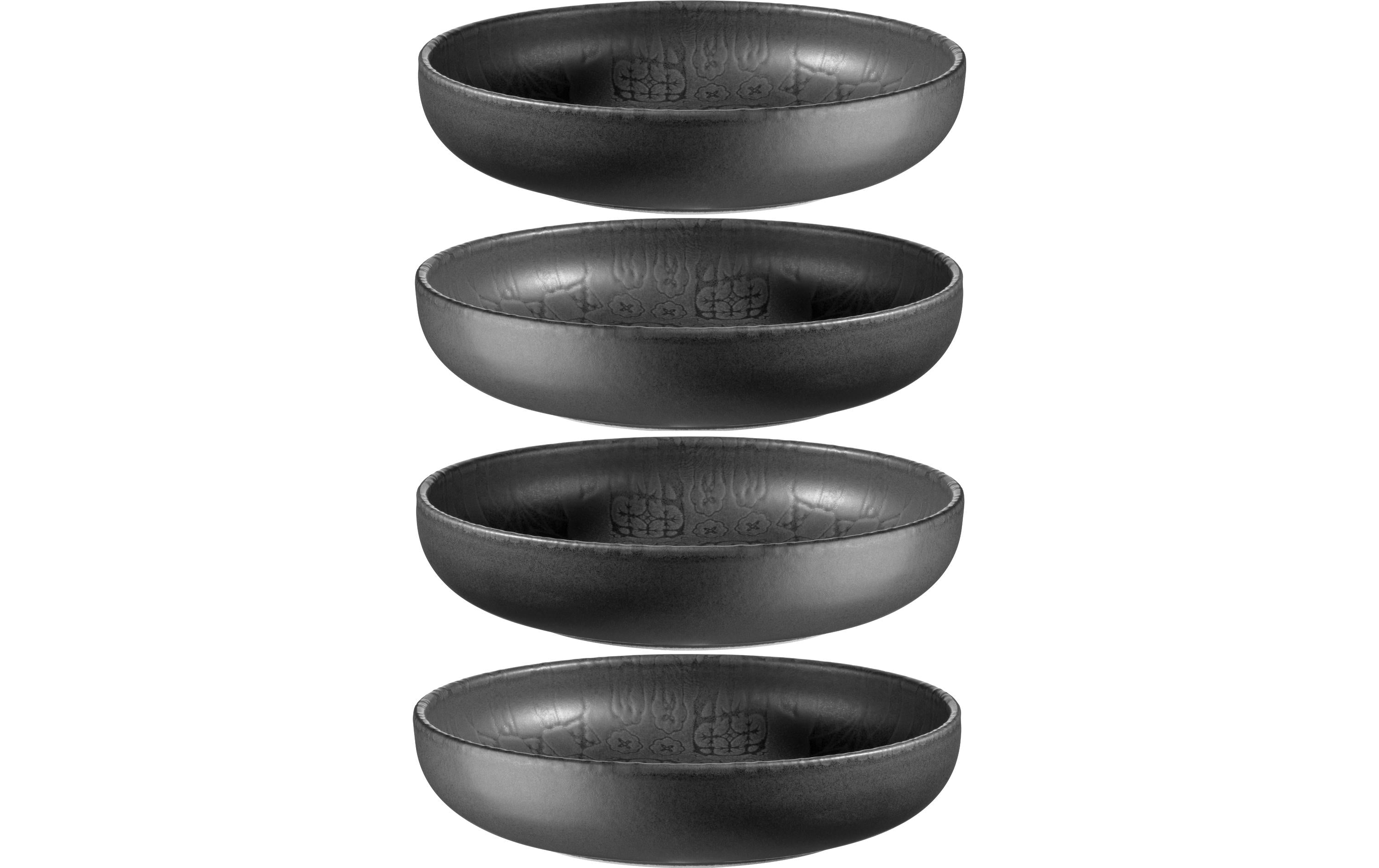 Mäser Speiseteller Tiles UNO tief – Ø 22 cm, Keramik, Schwarz, spülmaschinenfest, mikrowellengeeignet