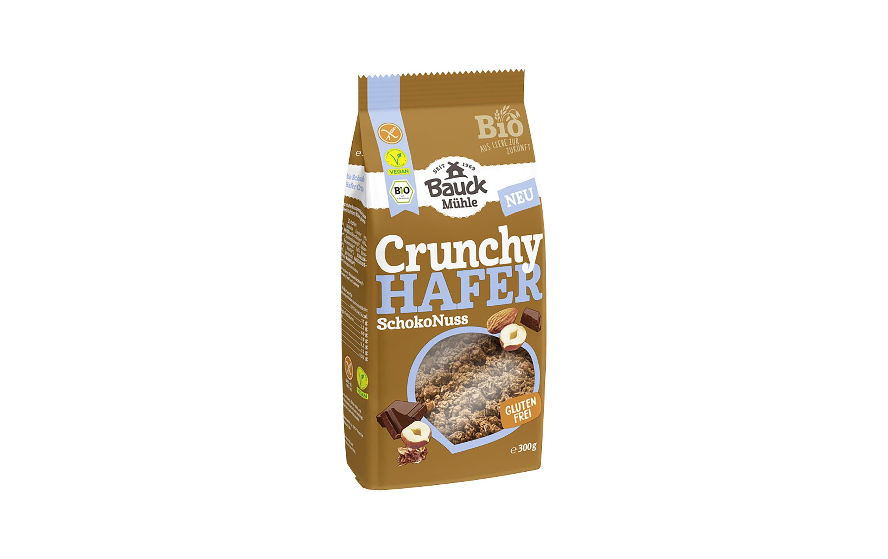 Bauck mühle Hafer Crunchy Müesli – Schokolade & Haselnuss, bio, glutenfrei – 300 g