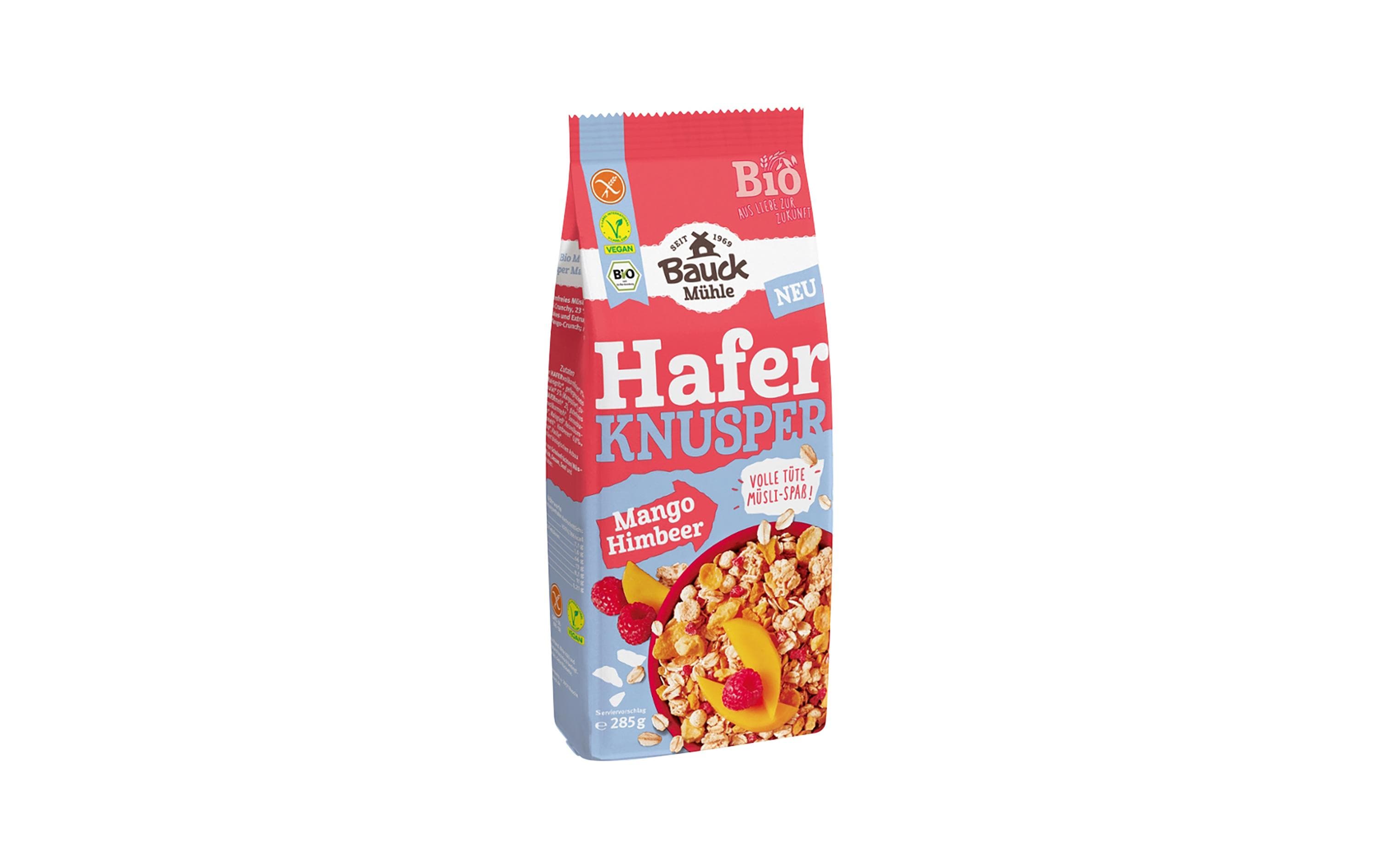 Bauck Mühle Hafer Knusper Müsli Mango & Himbeere, bio, glutenfrei – 285 g