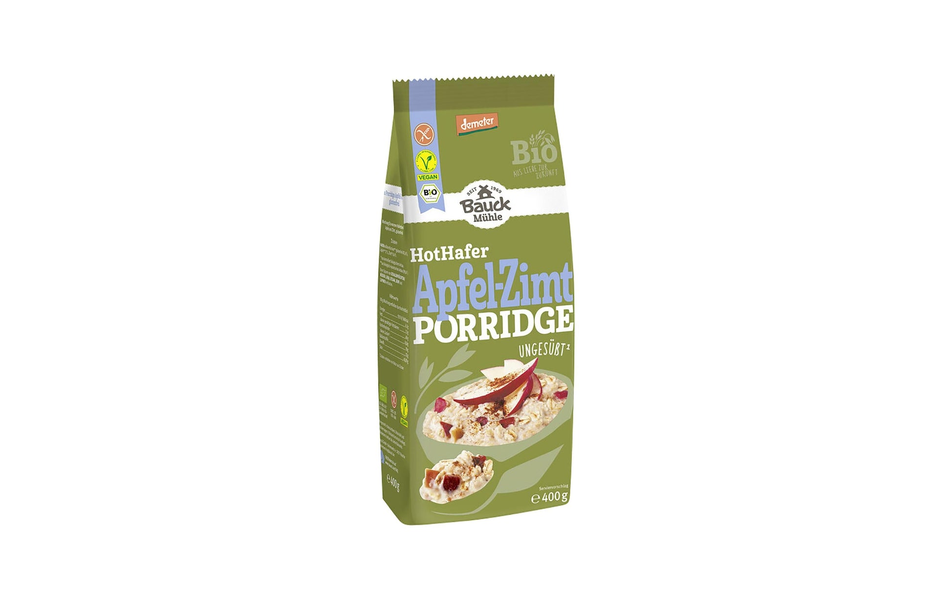 Bauck mühle Hot Hafer Porridge Müesli – Apfel-Zimt, bio, glutenfrei – 400 g