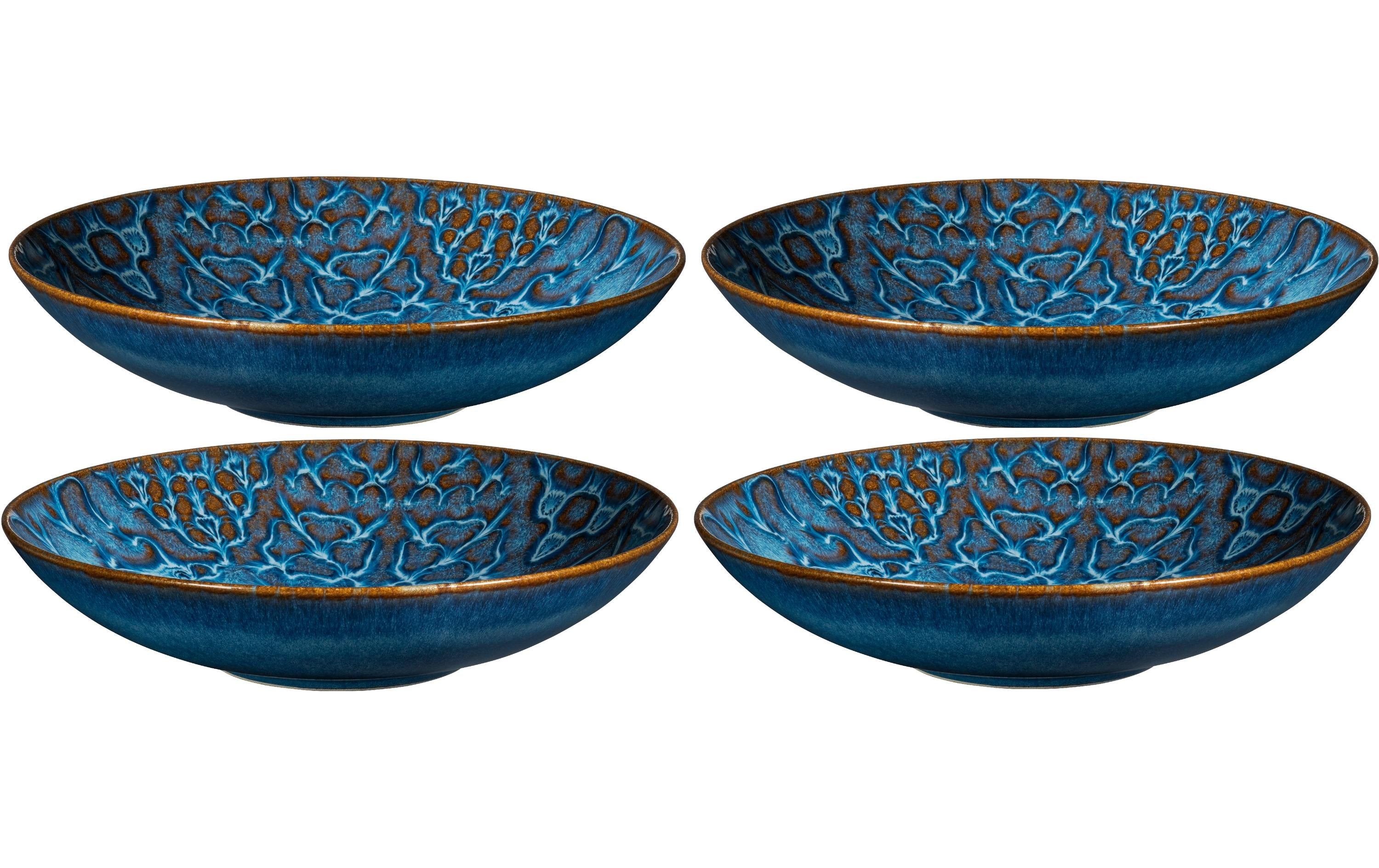 Mäser Speiseteller – 4er Set, Ø 22 cm, Keramik, Blau, spülmaschinenfest, mikrowellengeeignet
