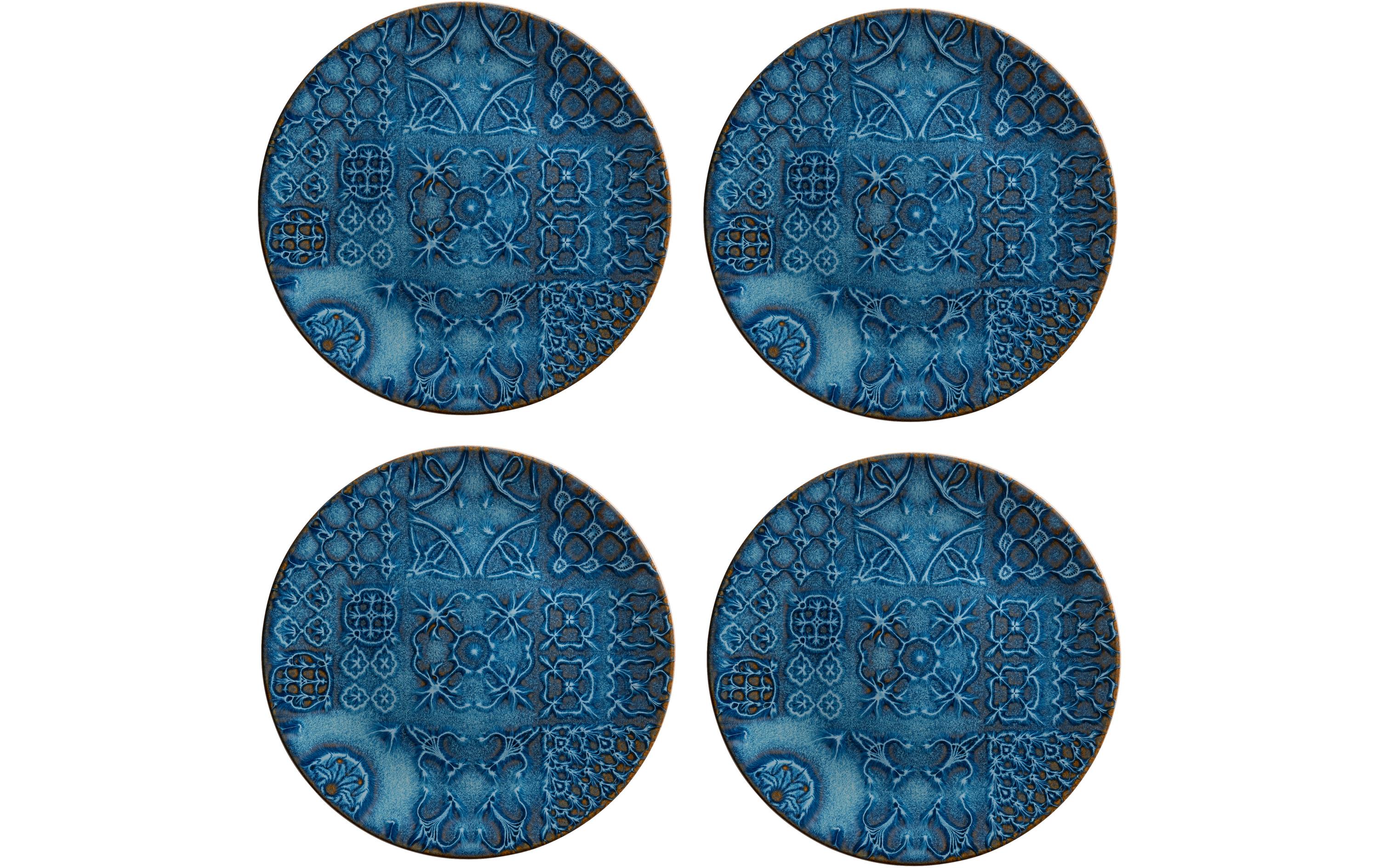 Mäser Speiseteller – 4er Set, Ø 27,0 cm, Steinzeug, Blau, spülmaschinenfest, mikrowellengeeignet