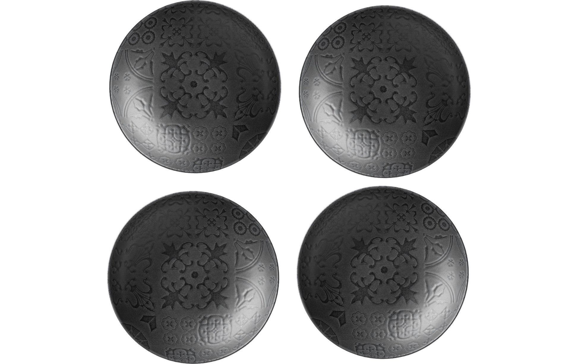 Mäser Speiseteller – 4er Set, Ø 22,0 cm, Steinzeug, Schwarz, spülmaschinenfest, mikrowellengeeignet