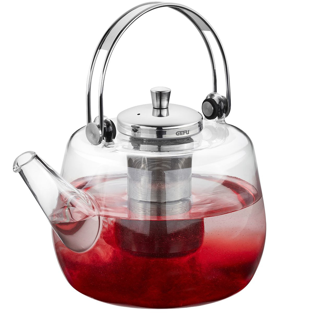 GEFU Teekanne – 1 l, Glas, Edelstahlfilter, spülmaschinenfest