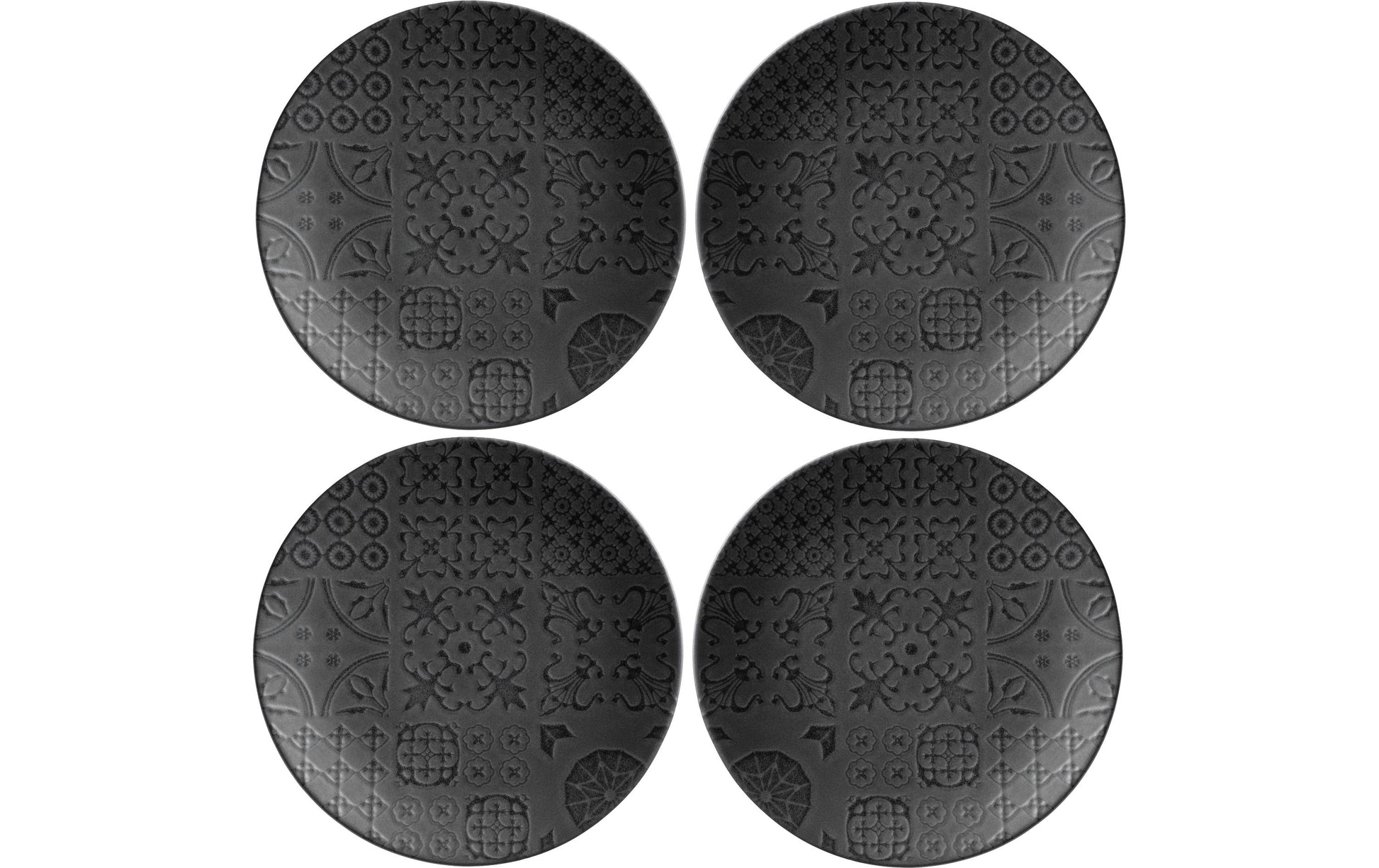 Mäser Speiseteller – 4er Set, Ø 27 cm, Keramik, Schwarz, spülmaschinenfest, mikrowellengeeignet